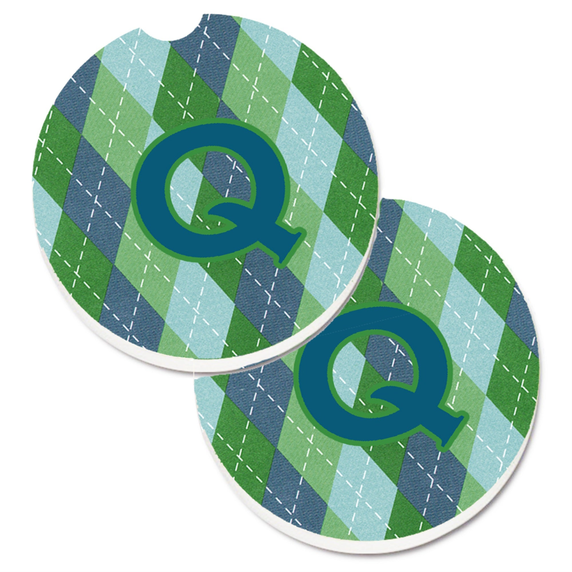 'Caroline'S Treasures Initial Q Monogram - Blue Argoyle Set Of 2 Cup Holder Car Coasters Cj1020-Qcarc, 2.56, Multicolor''