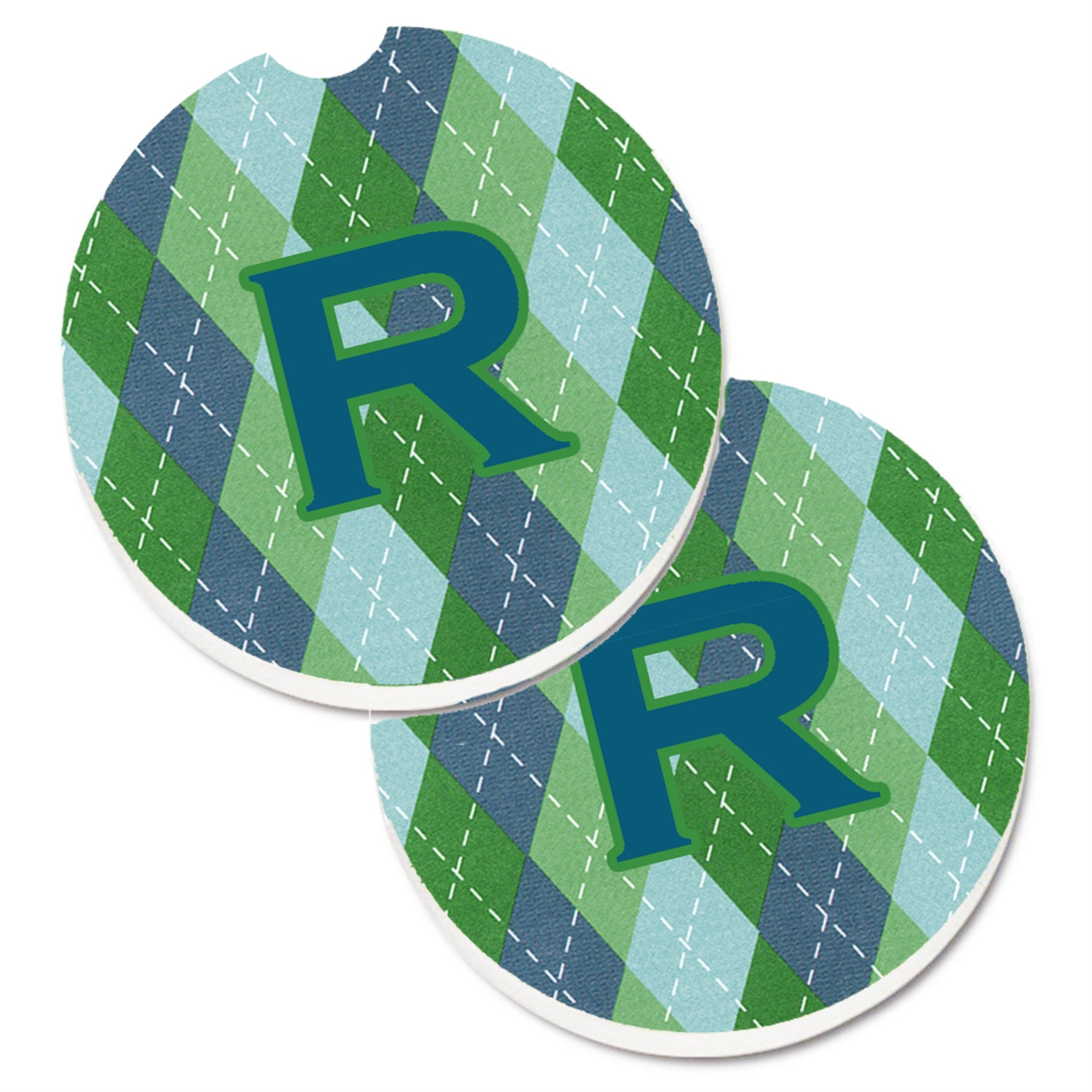 'Caroline'S Treasures Initial R Monogram - Blue Argoyle Set Of 2 Cup Holder Car Coasters Cj1020-Rcarc, 2.56, Multicolor''