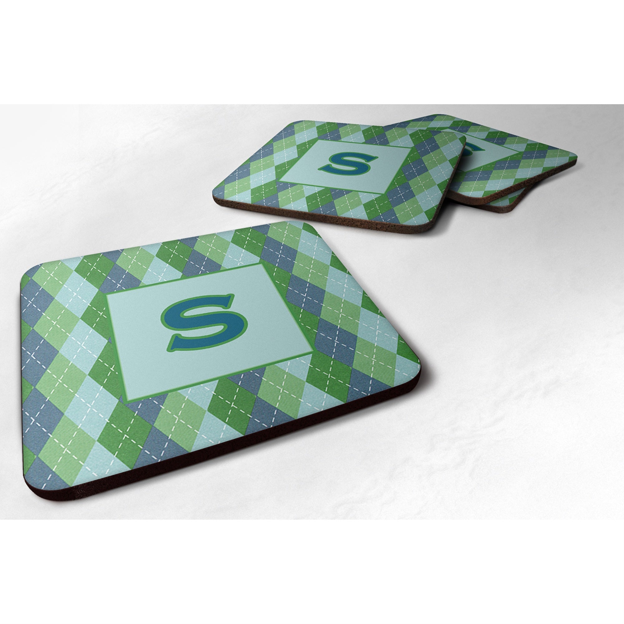 'Caroline'S Treasures Cj1020-Sfc Monogram-Blue Argoyle Foam Coasters (Set Of 4), Initial Letter S, 3.5'''' H X 3.5'''' W, Multi