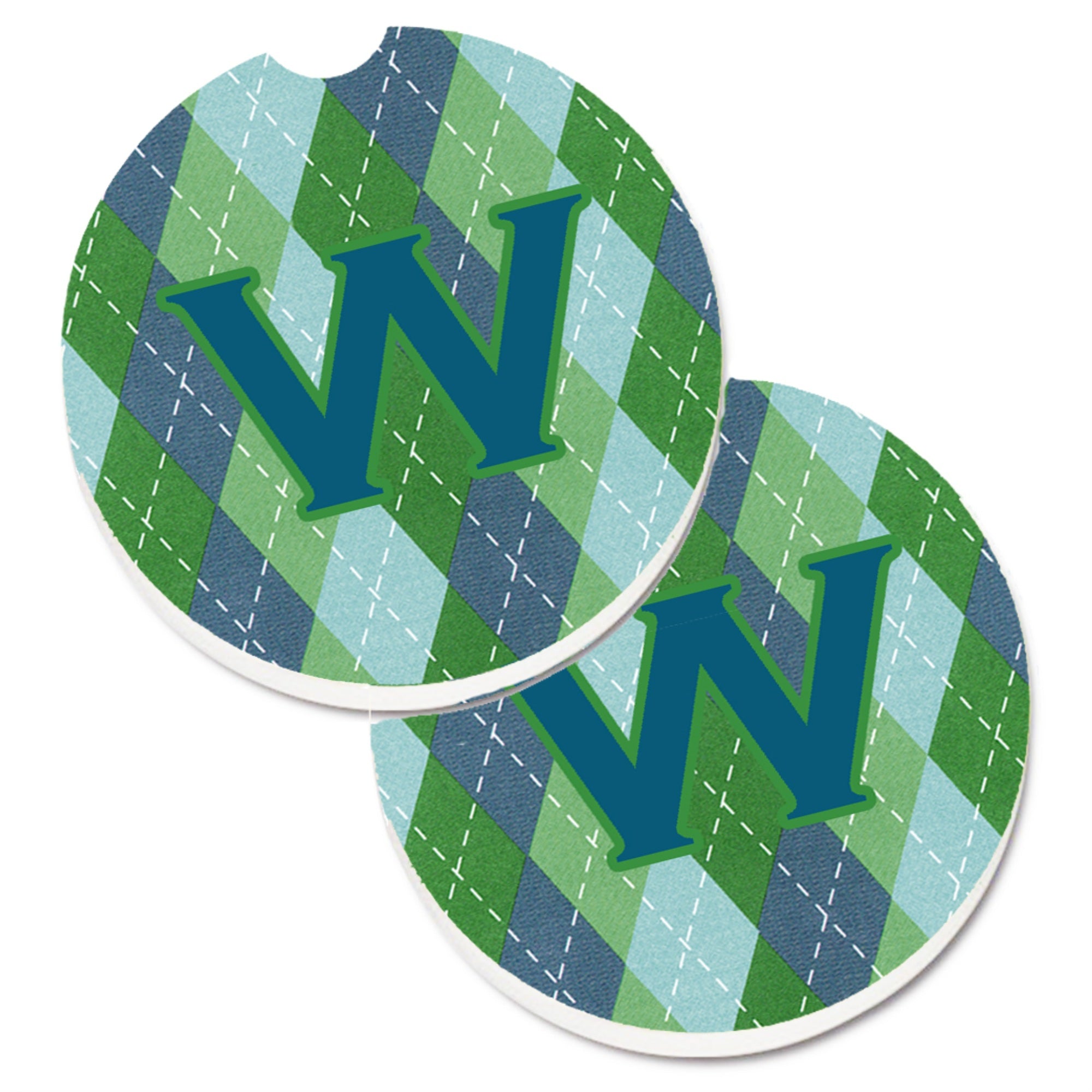 'Caroline'S Treasures Initial W Monogram - Blue Argoyle Set Of 2 Cup Holder Car Coasters Cj1020-Wcarc, 2.56, Multicolor''