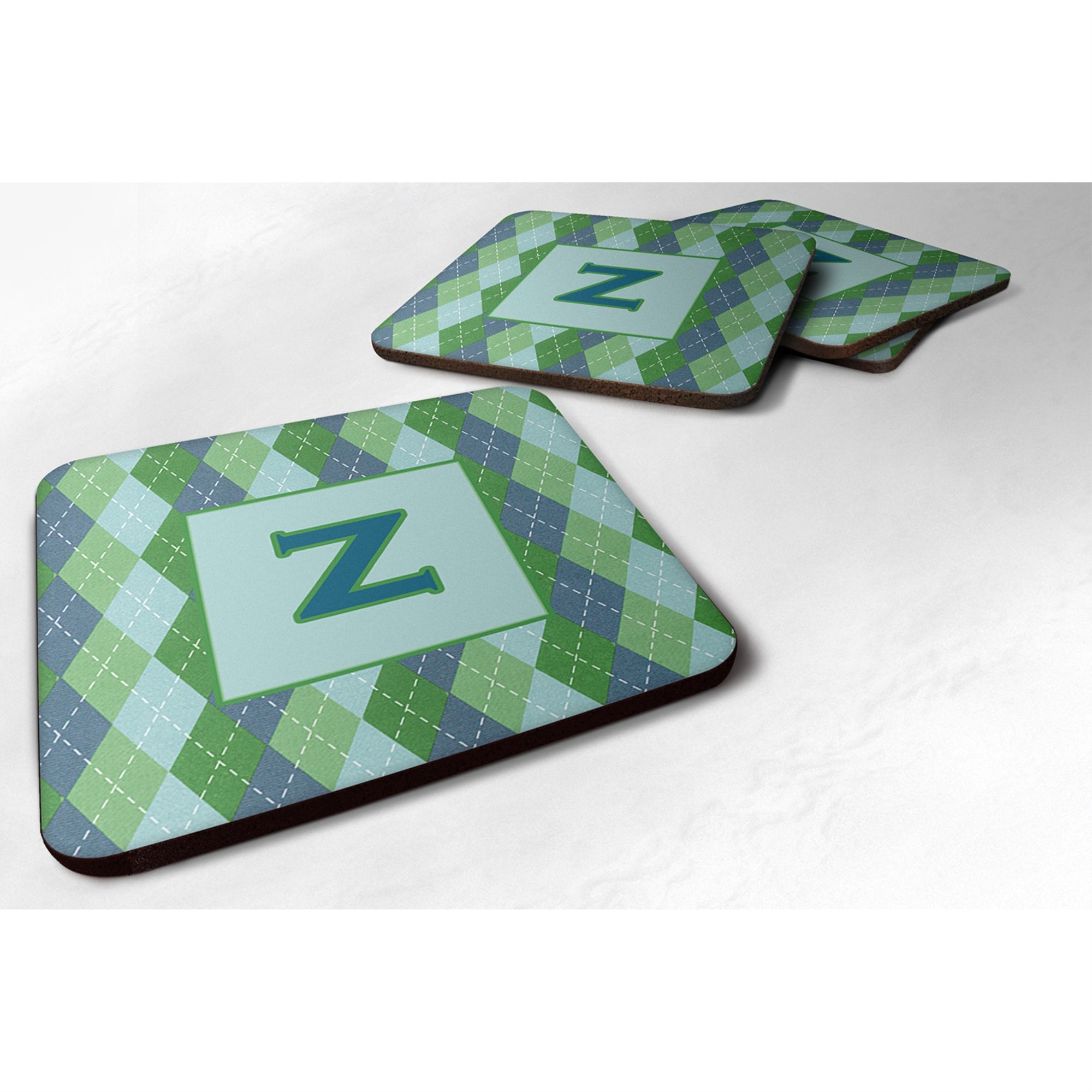 'Caroline'S Treasures Cj1020-Zfc Monogram-Blue Argoyle Foam Coasters (Set Of 4), Initial Letter Z, 3.5'''' H X 3.5'''' W, Multi