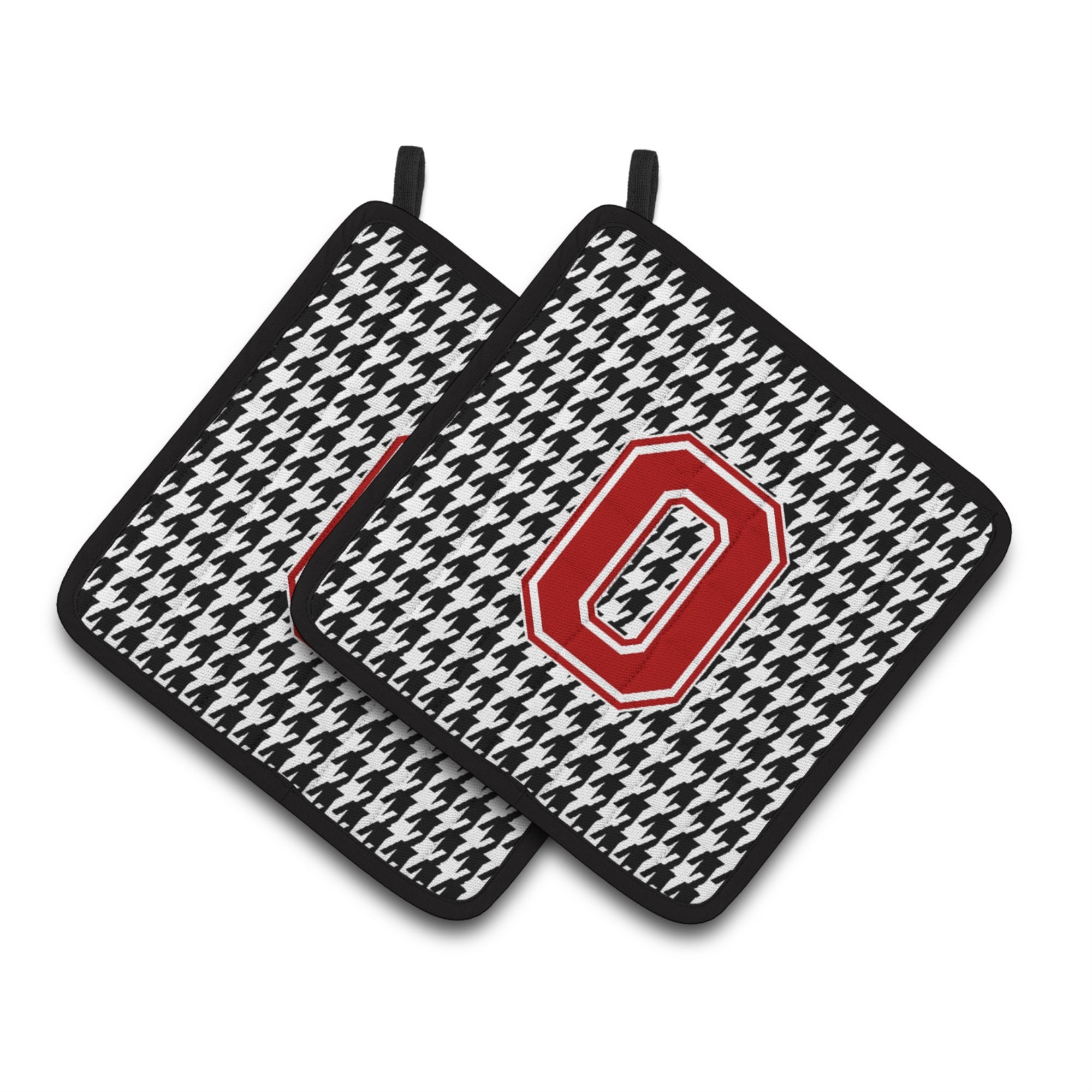 'Caroline'S Treasures Letter O Monogram - Houndstooth Black Pair Of Pot Holders Cj1021-Opthd, 7.5Hx7.5W, Multicolor''