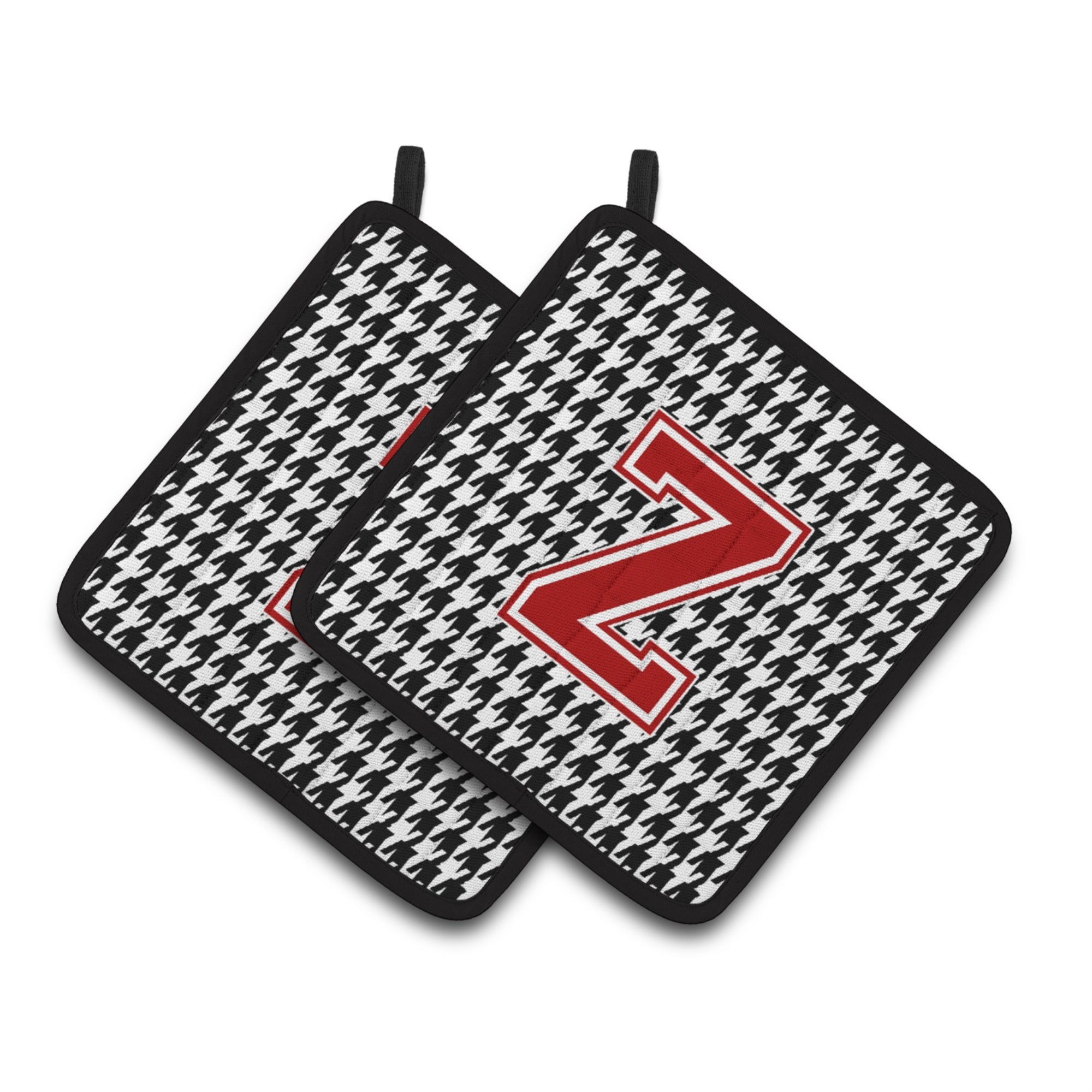 'Caroline'S Treasures Letter Z Monogram - Houndstooth Black Pair Of Pot Holders Cj1021-Zpthd, 7.5Hx7.5W, Multicolor''