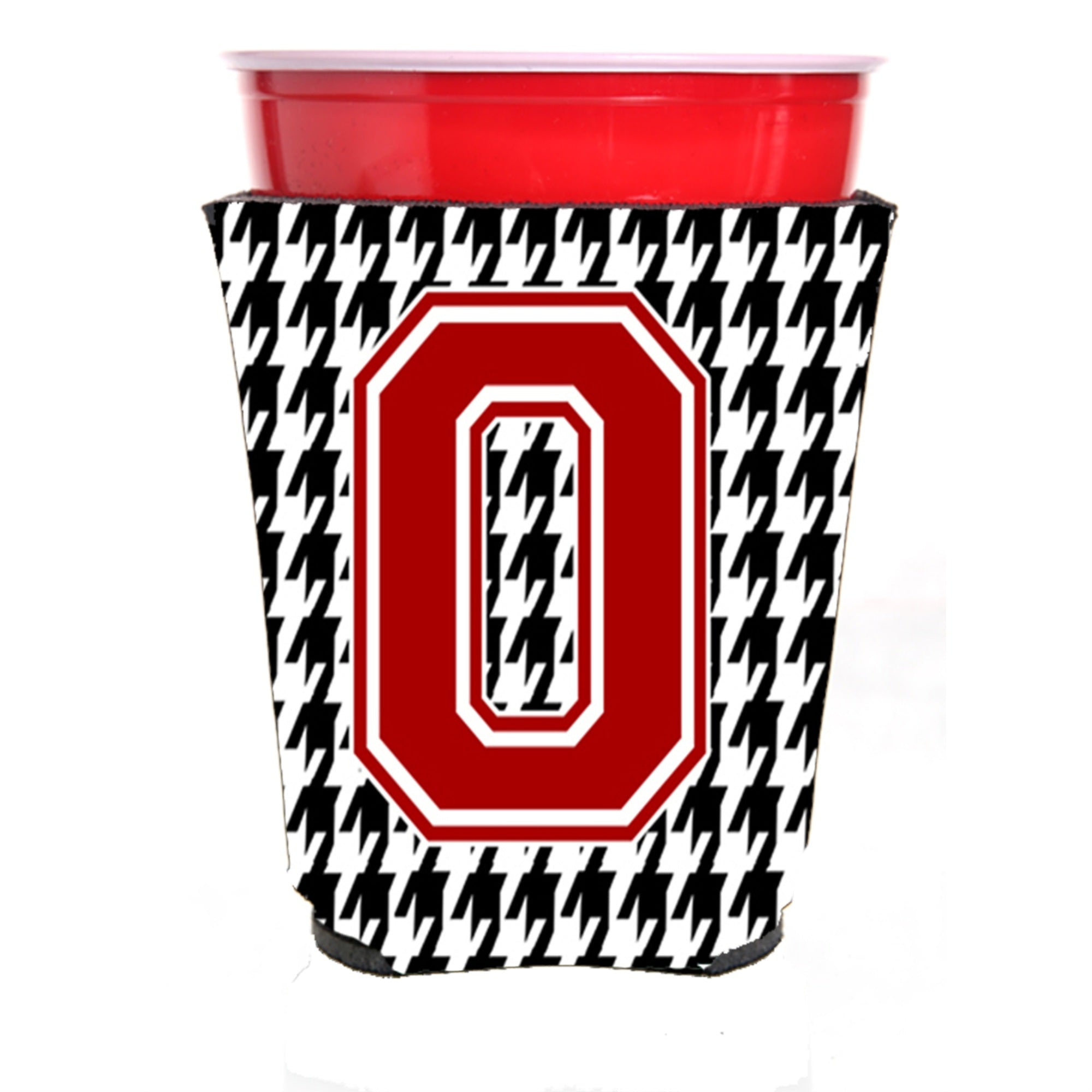 Monogram - Houndstooth  Initial  O Red Solo Cup Beverage Insulator Hugger Cj1021O-Rsc