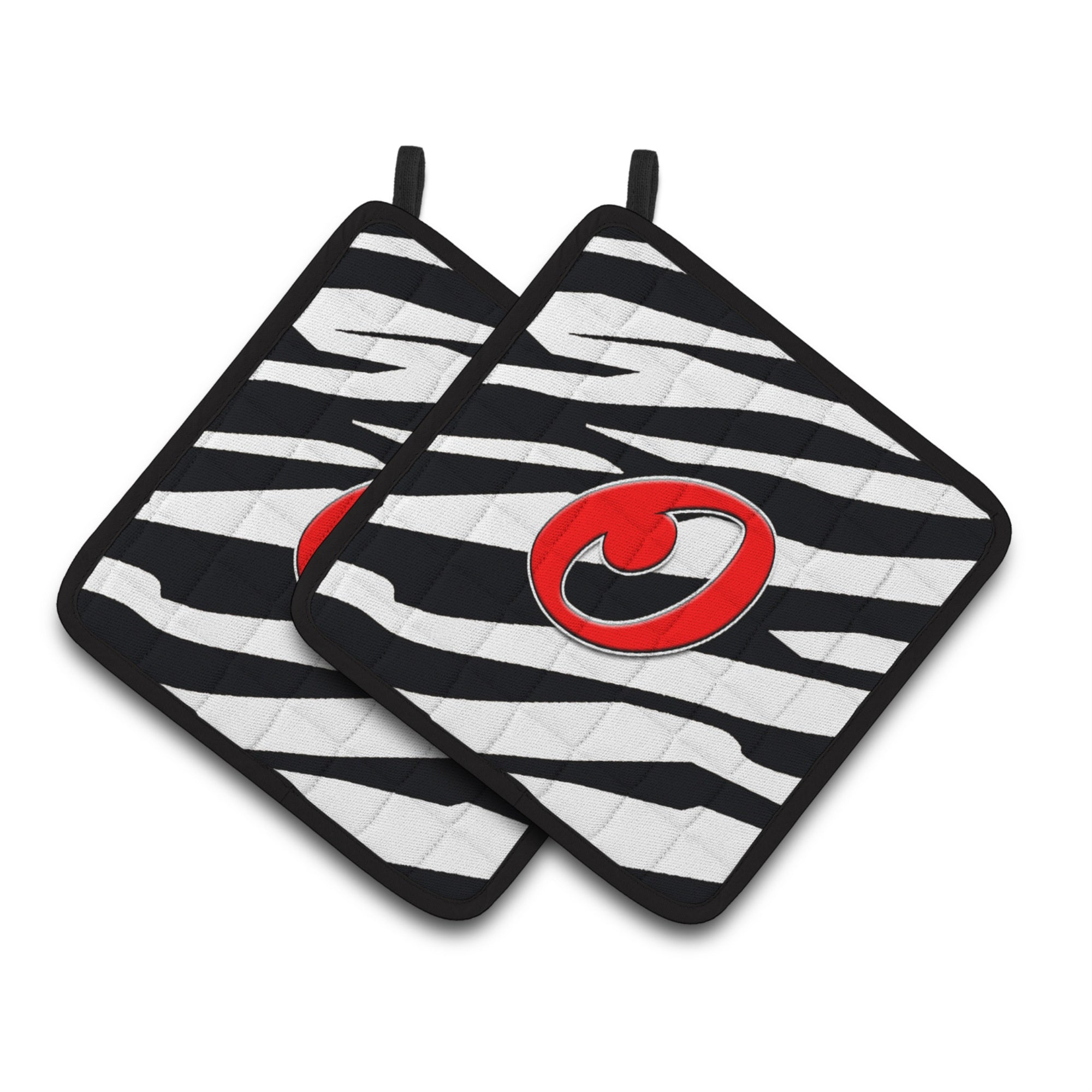 'Caroline'S Treasures Monogram Initial O Zebra Red Pair Of Pot Holders Cj1024-Opthd, 7.5Hx7.5W, Multicolor''