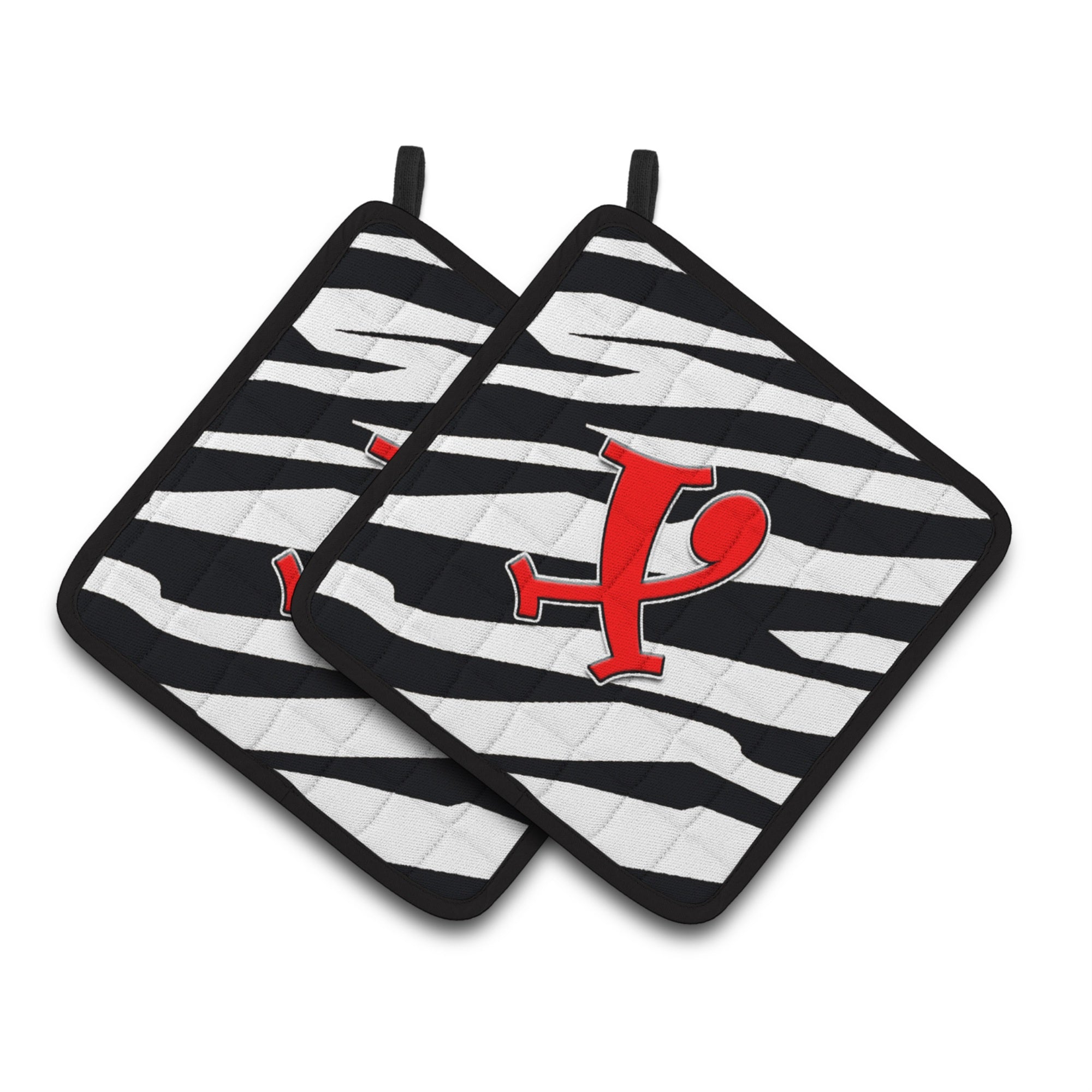 'Caroline'S Treasures Monogram Initial X Zebra Red Pair Of Pot Holders Cj1024-Xpthd, 7.5Hx7.5W, Multicolor''