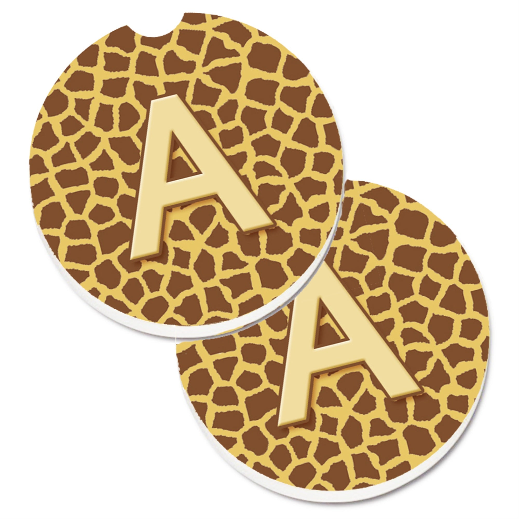 'Caroline'S Treasures Letter A Monogram - Griaffe Set Of 2 Cup Holder Car Coasters Cj1025-Acarc, 2.56, Multicolor''
