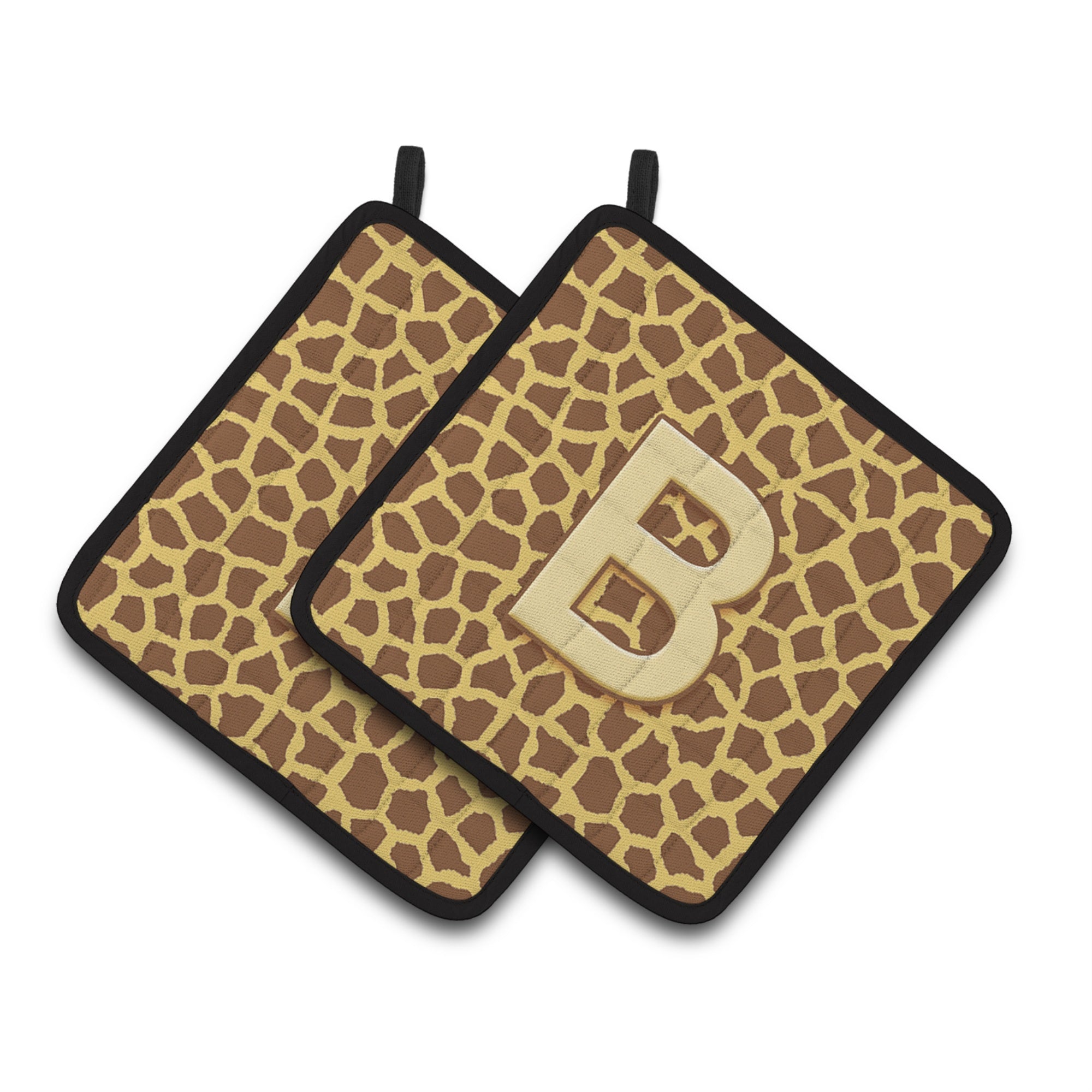 'Caroline'S Treasures Monogram Initial B Giraffe Pair Of Pot Holders Cj1025-Bpthd, 7.5Hx7.5W, Multicolor''