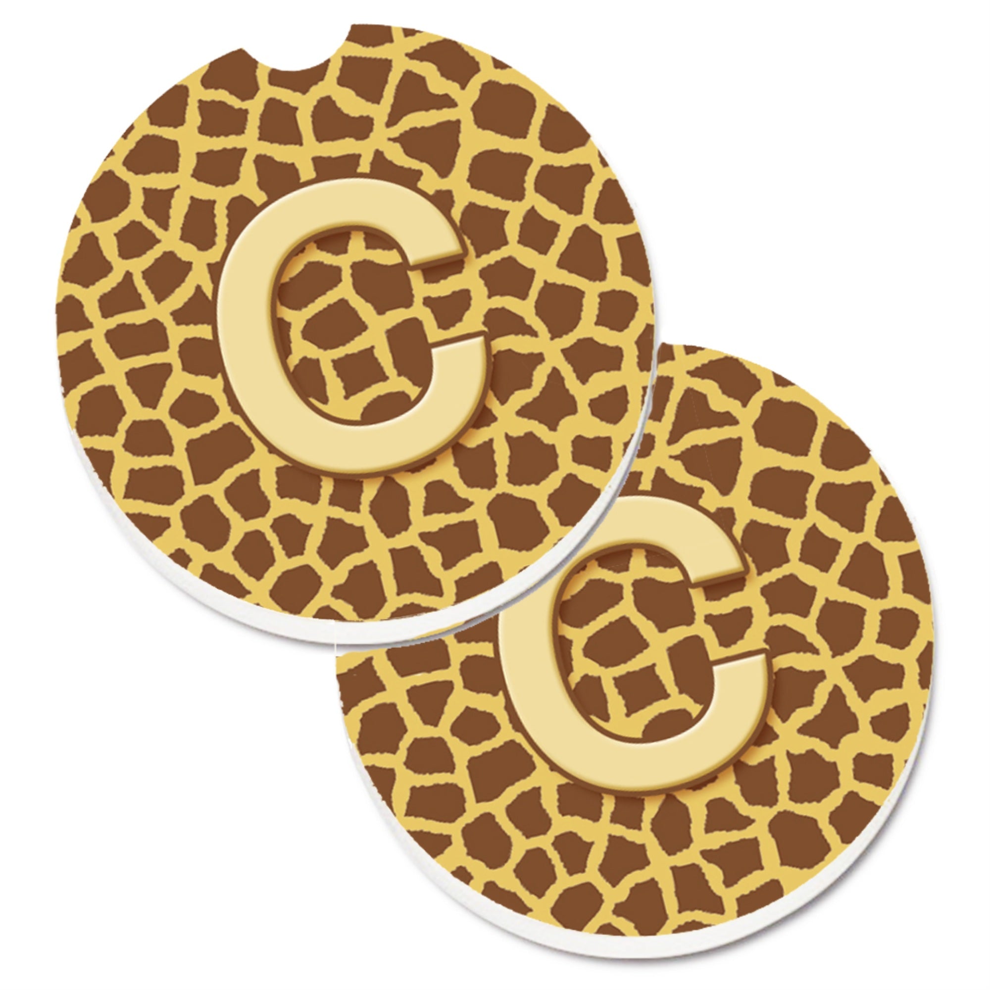 'Caroline'S Treasures Monogram Initial C Giraffe Set Of 2 Cup Holder Car Coasters Cj1025-Ccarc, 2.56, Multicolor''
