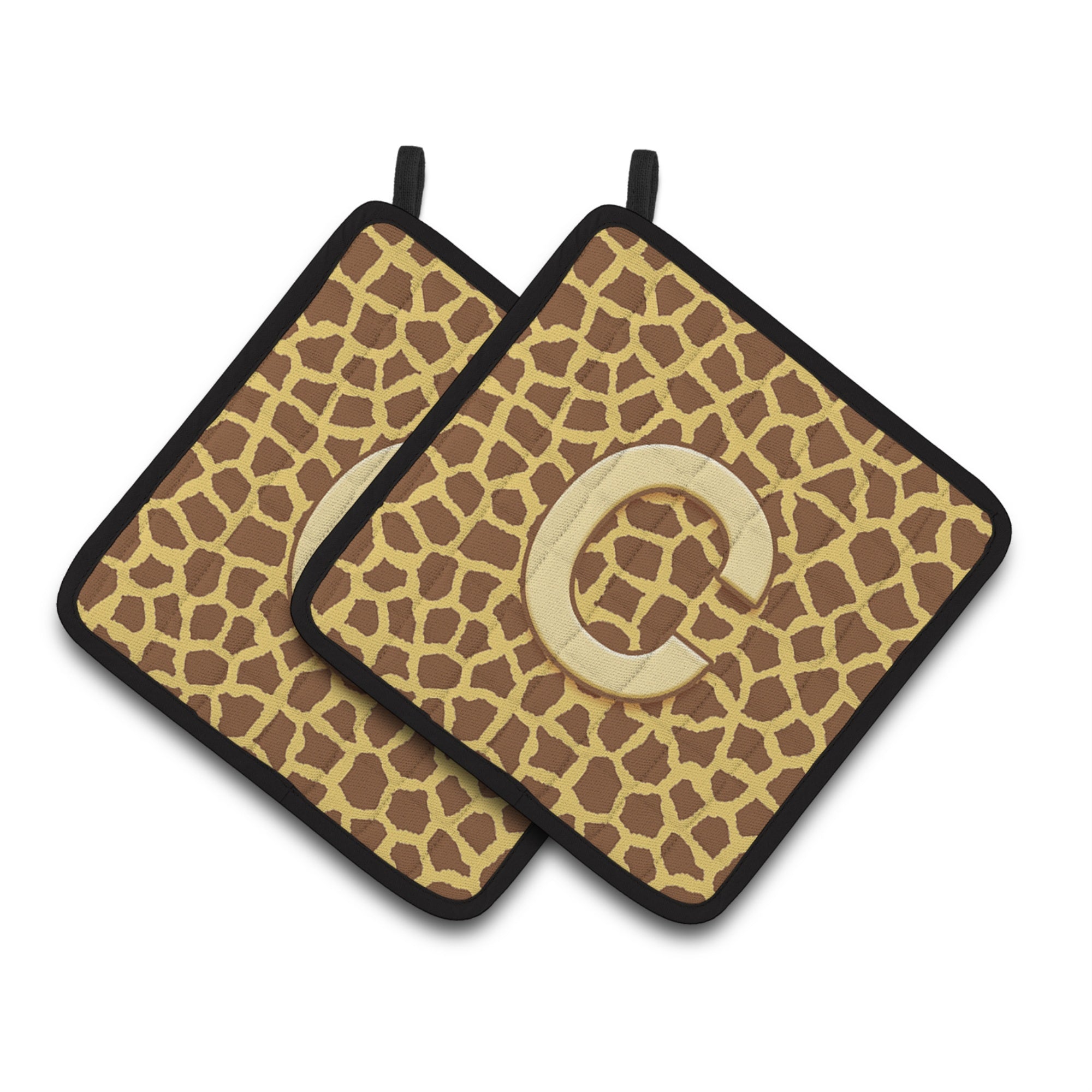 'Caroline'S Treasures Monogram Initial C Giraffe Pair Of Pot Holders Cj1025-Cpthd, 7.5Hx7.5W, Multicolor''