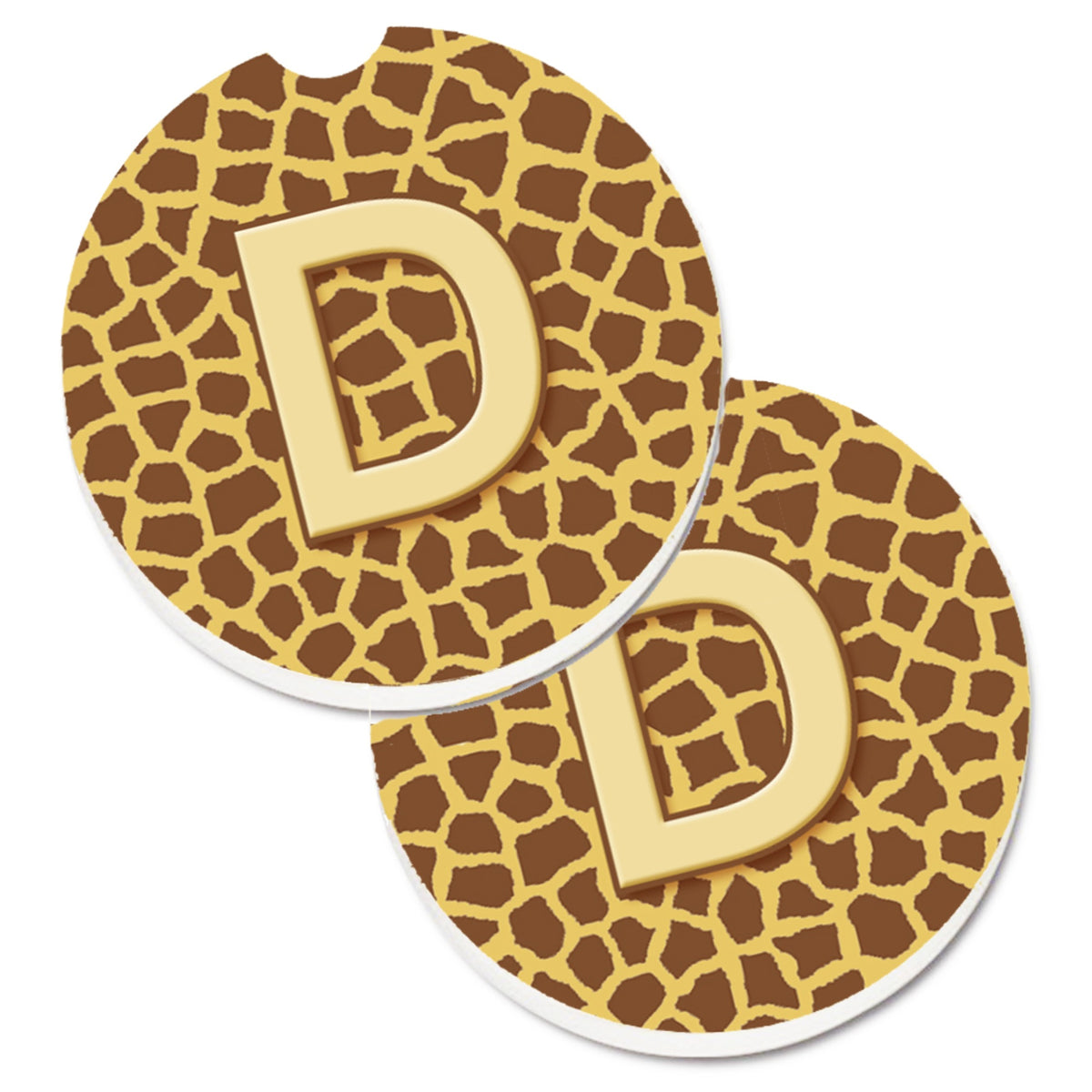 'Caroline'S Treasures Monogram Initial D Giraffe Set Of 2 Cup Holder Car Coasters Cj1025-Dcarc, 2.56, Multicolor''