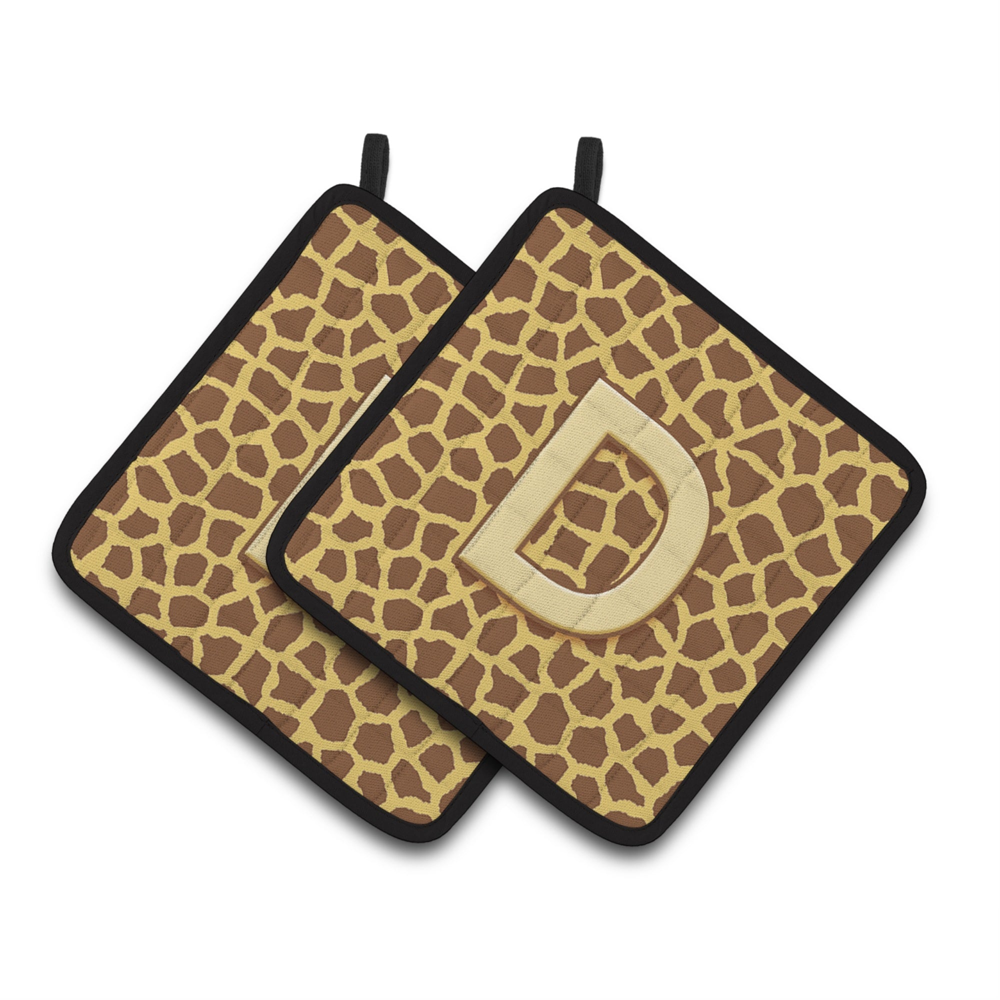 'Caroline'S Treasures Monogram Initial D Giraffe Pair Of Pot Holders Cj1025-Dpthd, 7.5Hx7.5W, Multicolor''