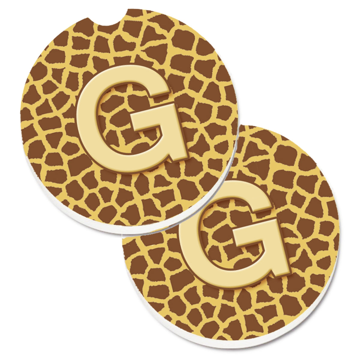 'Caroline'S Treasures Monogram Initial G Giraffe Set Of 2 Cup Holder Car Coasters Cj1025-Gcarc, 2.56, Multicolor''