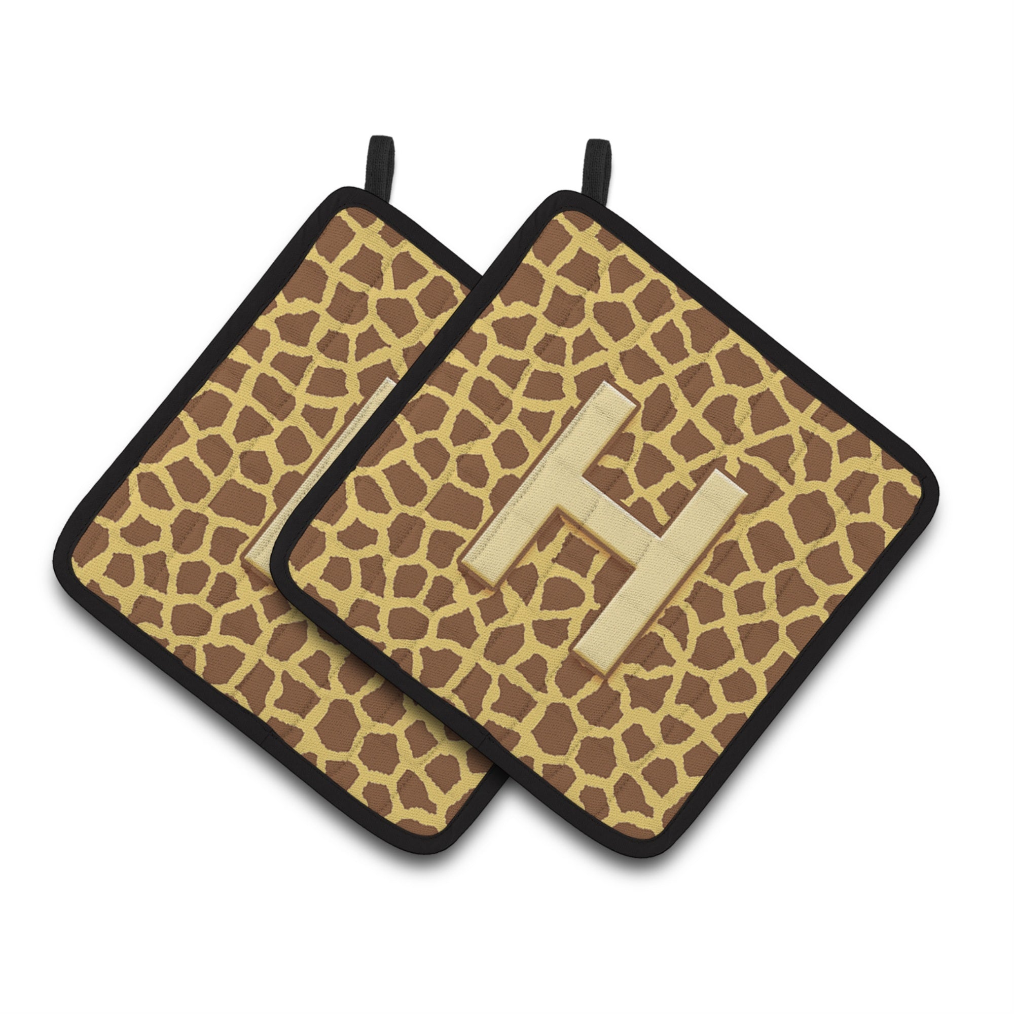 'Caroline'S Treasures Monogram Initial H Giraffe Pair Of Pot Holders Cj1025-Hpthd, 7.5Hx7.5W, Multicolor''