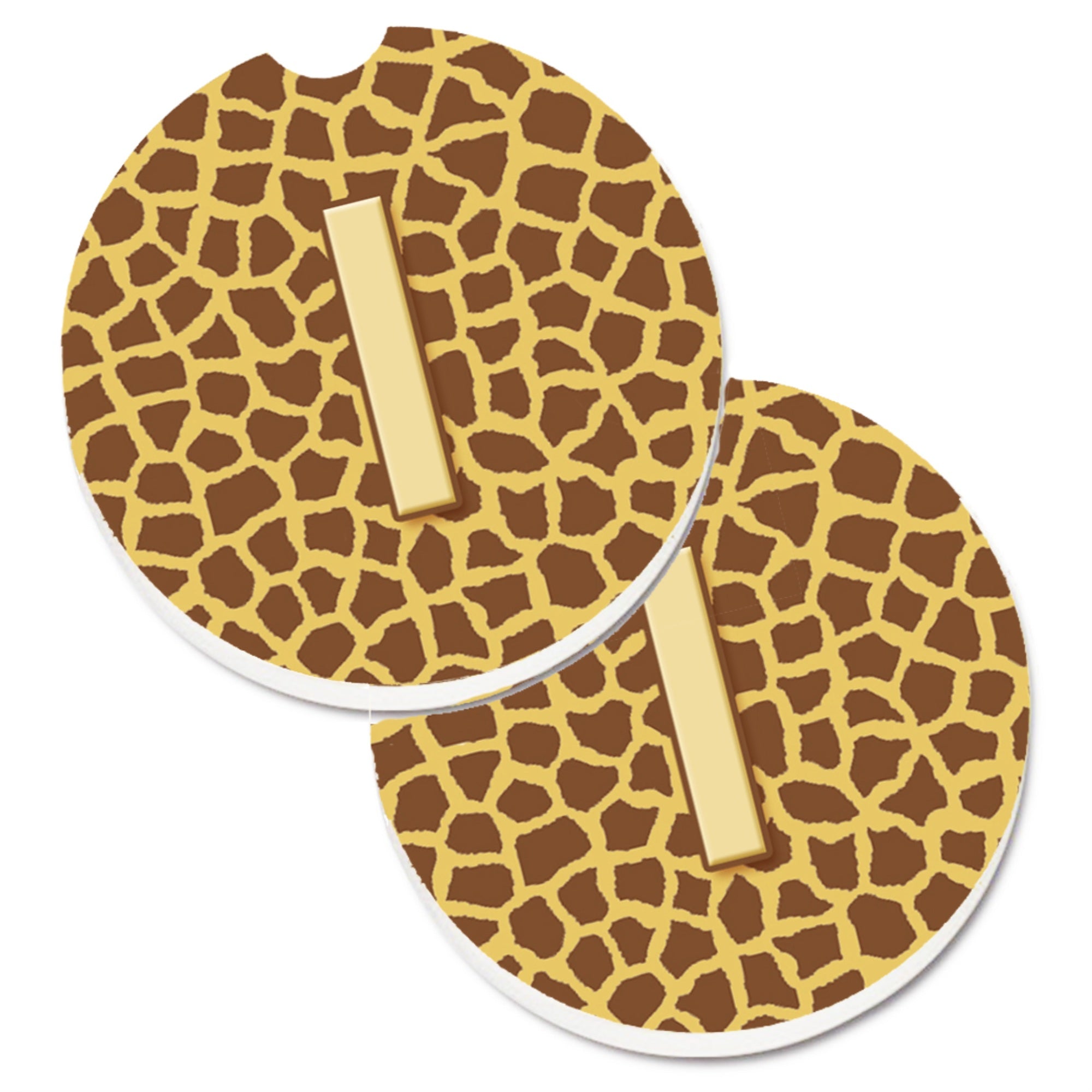 'Caroline'S Treasures Monogram Initial I Giraffe Set Of 2 Cup Holder Car Coasters Cj1025-Icarc, 2.56, Multicolor''