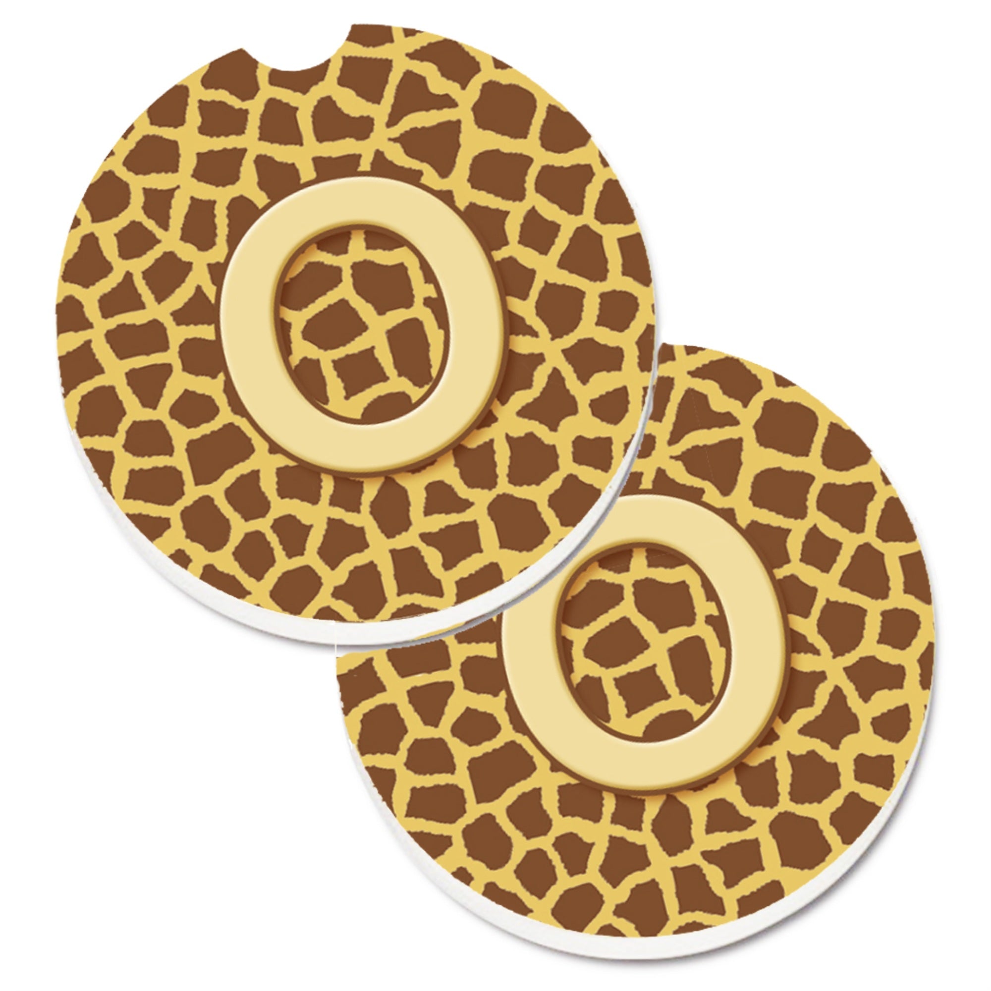'Caroline'S Treasures Monogram Initial O Giraffe Set Of 2 Cup Holder Car Coasters Cj1025-Ocarc, 2.56, Multicolor''