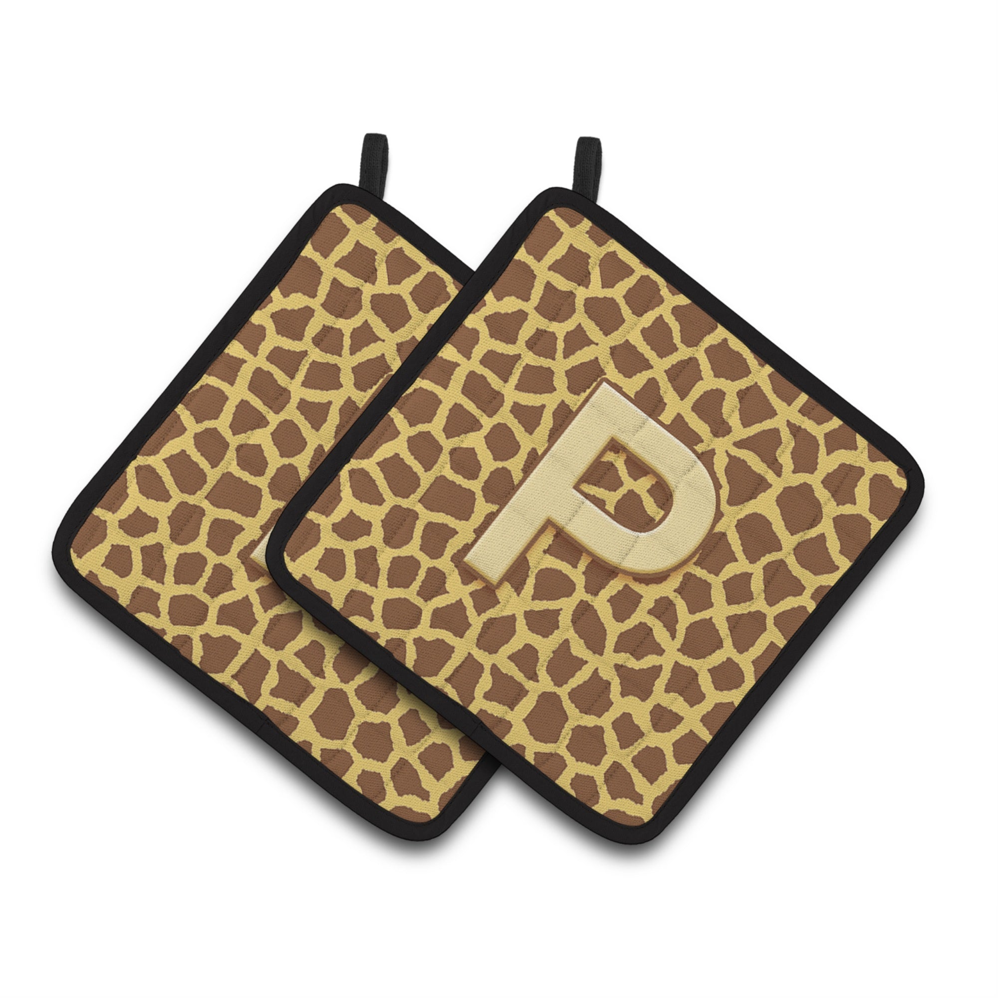 'Caroline'S Treasures Monogram Initial P Giraffe Pair Of Pot Holders Cj1025-Ppthd, 7.5Hx7.5W, Multicolor''