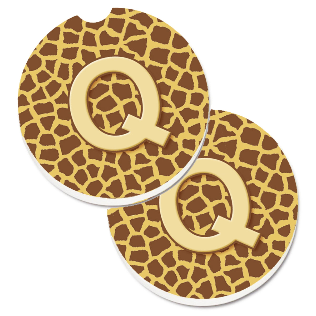 'Caroline'S Treasures Monogram Initial Q Giraffe Set Of 2 Cup Holder Car Coasters Cj1025-Qcarc, 2.56, Multicolor''