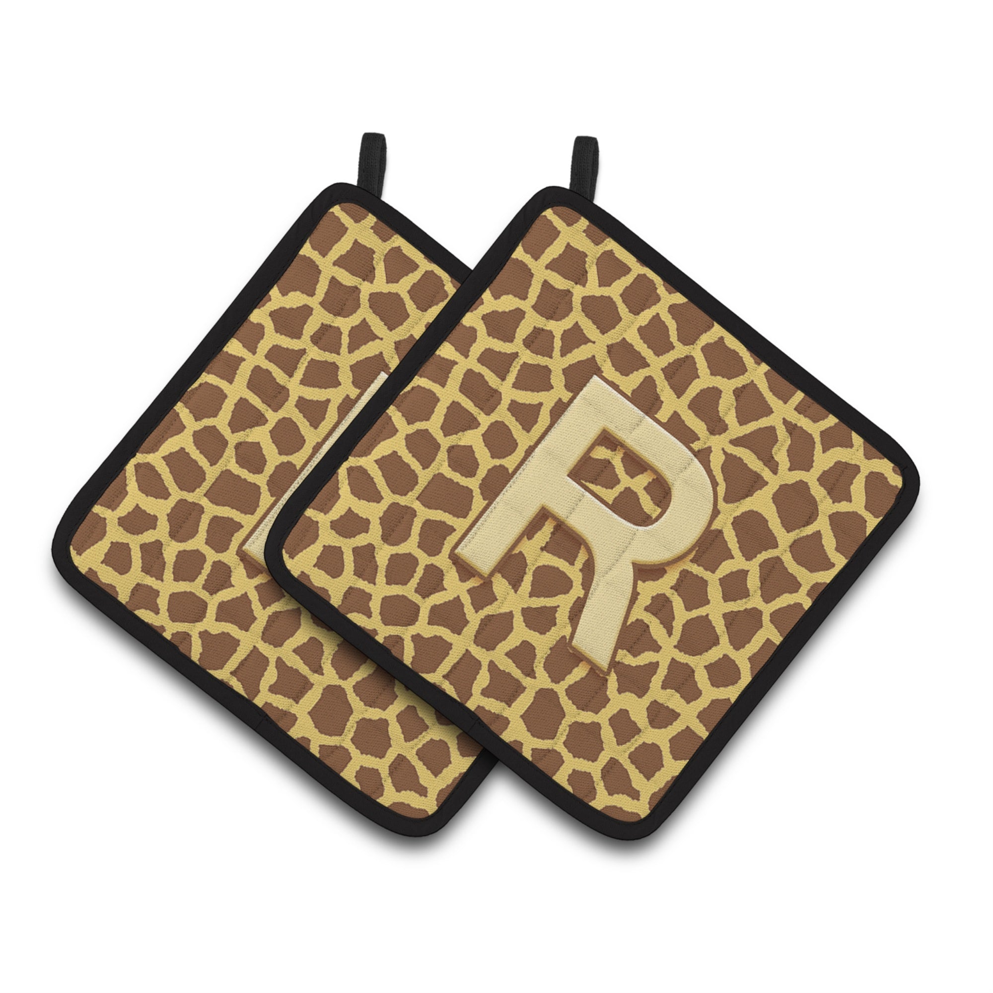'Caroline'S Treasures Monogram Initial R Giraffe Pair Of Pot Holders Cj1025-Rpthd, 7.5Hx7.5W, Multicolor''