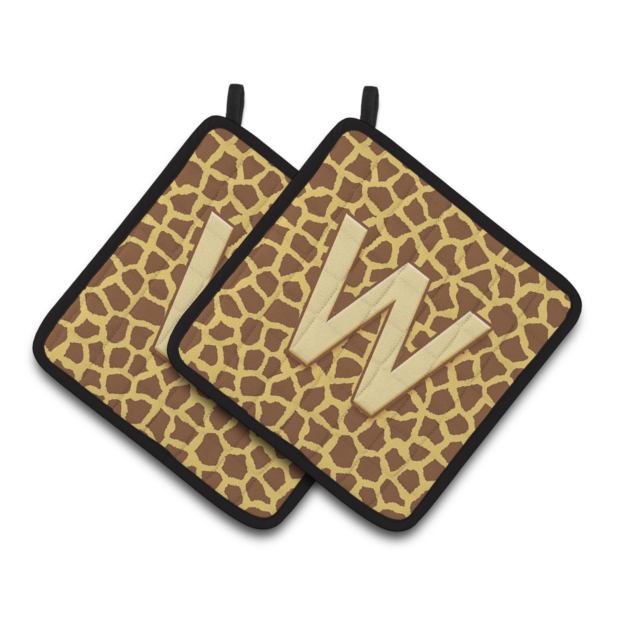 'Caroline'S Treasures Monogram Initial Wgiraffe Pair Of Pot Holders Cj1025-Wpthd, 7.5Hx7.5W, Multicolor''