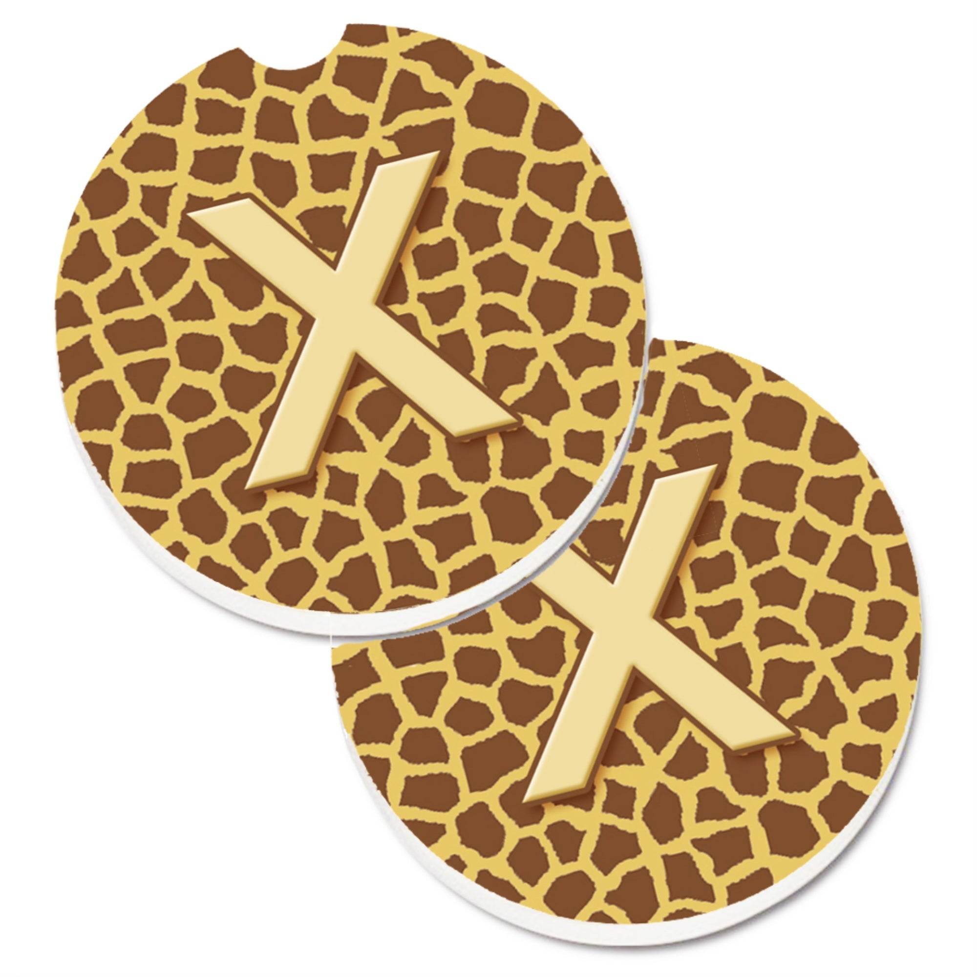 'Caroline'S Treasures Monogram Initial X Giraffe Set Of 2 Cup Holder Car Coasters Cj1025-Xcarc, 2.56, Multicolor''