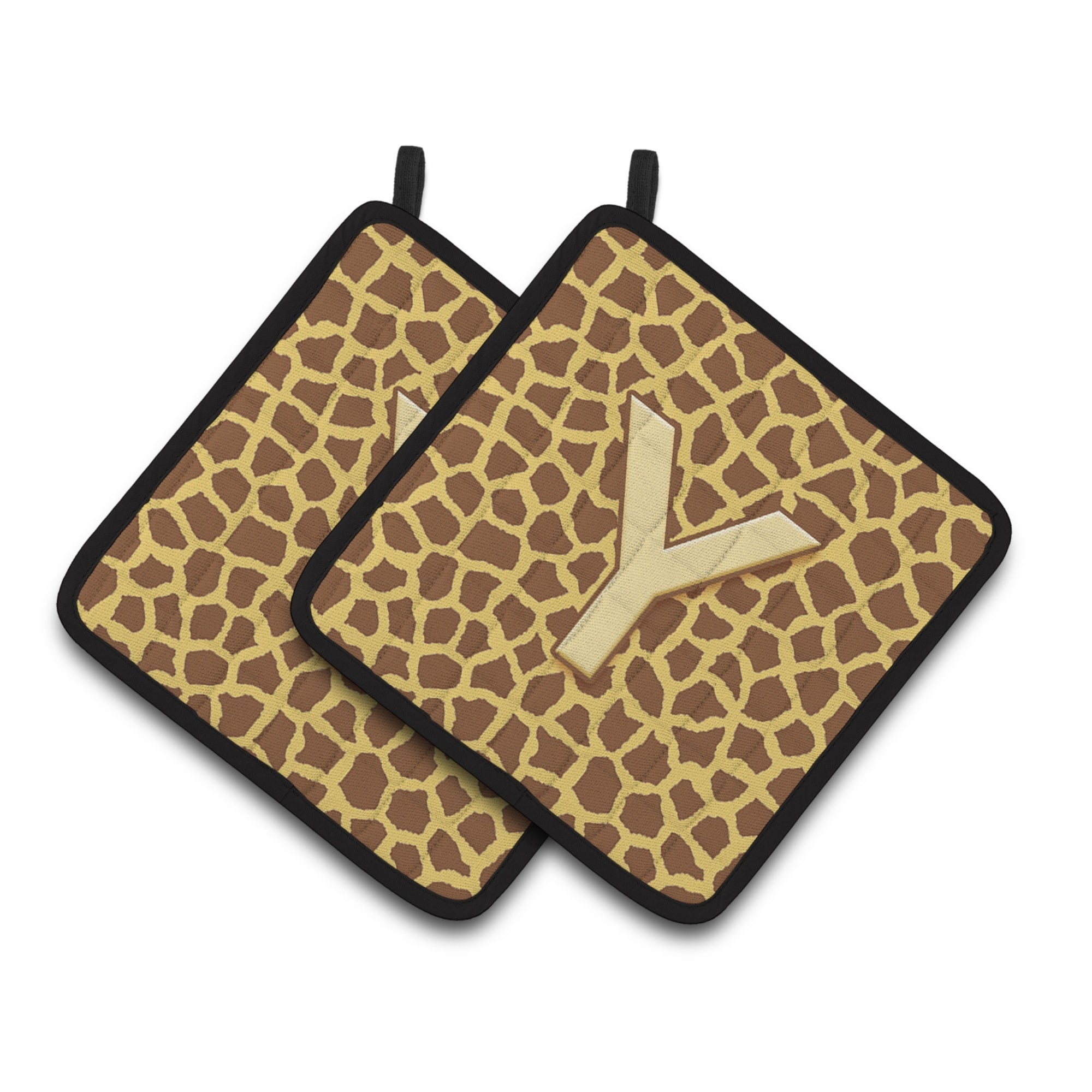 'Caroline'S Treasures Monogram Initial Y Giraffe Pair Of Pot Holders Cj1025-Ypthd, 7.5Hx7.5W, Multicolor''