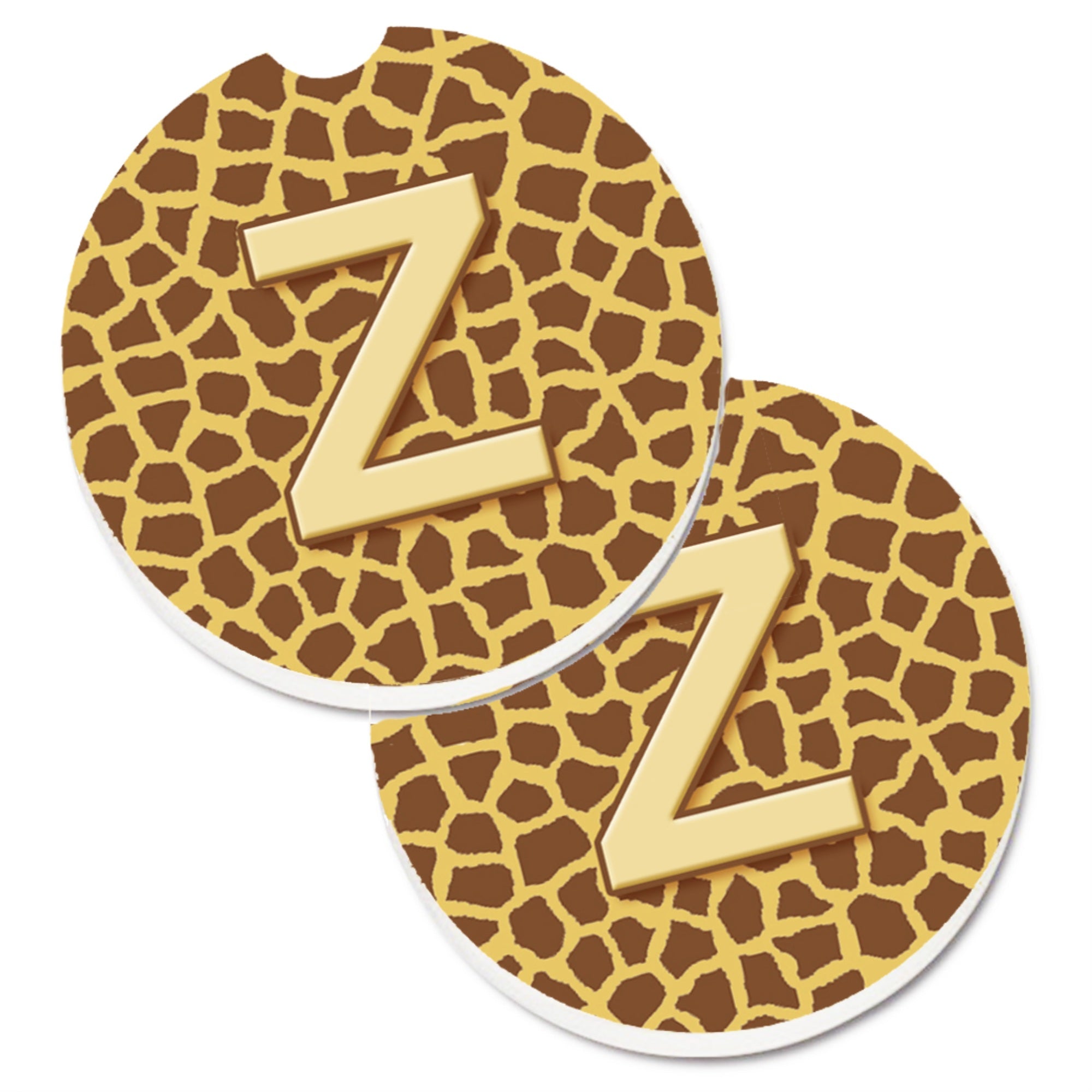 'Caroline'S Treasures Monogram Initial Z Giraffe Set Of 2 Cup Holder Car Coasters Cj1025-Zcarc, 2.56, Multicolor''