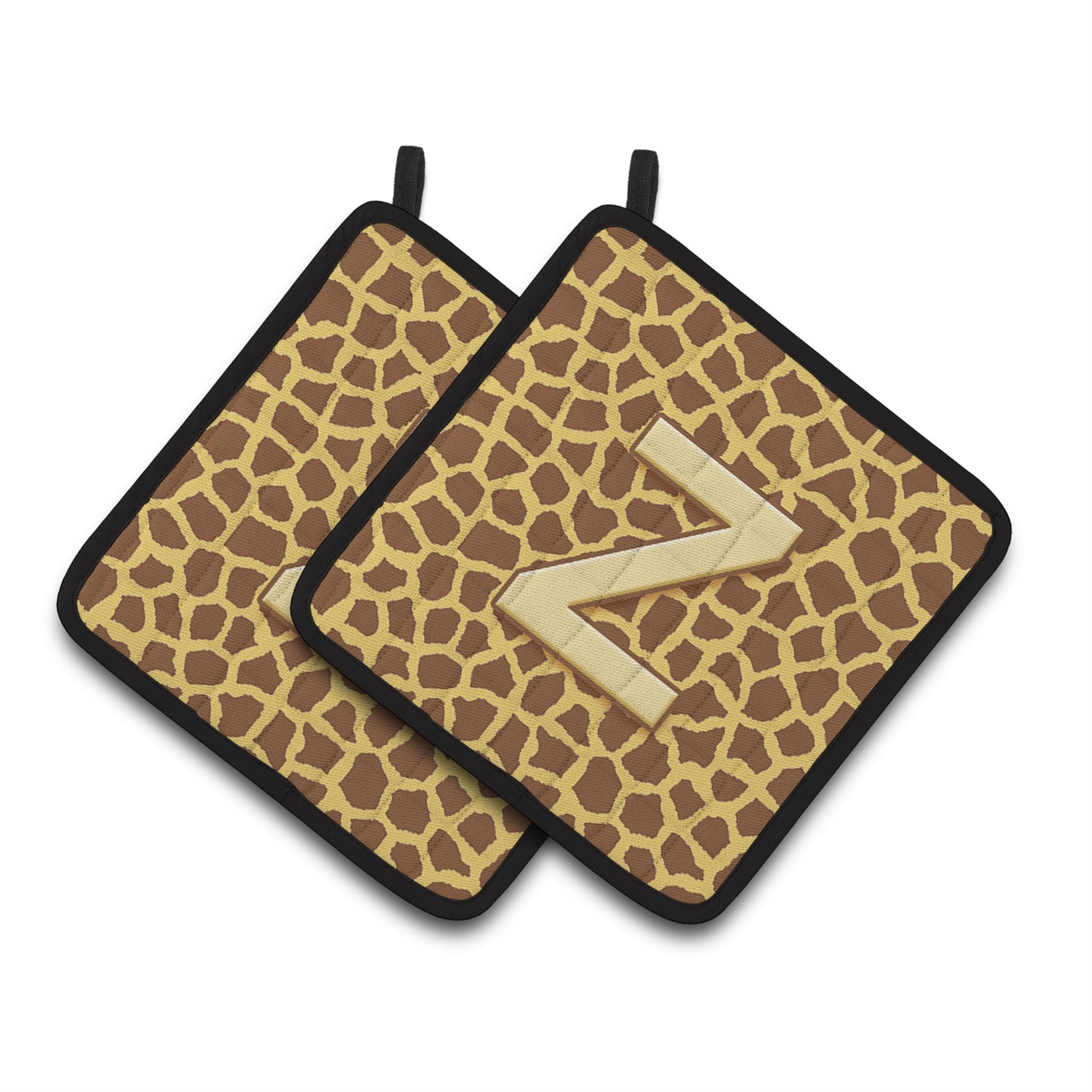 'Caroline'S Treasures Monogram Initial Z Giraffe Pair Of Pot Holders Cj1025-Zpthd, 7.5Hx7.5W, Multicolor''