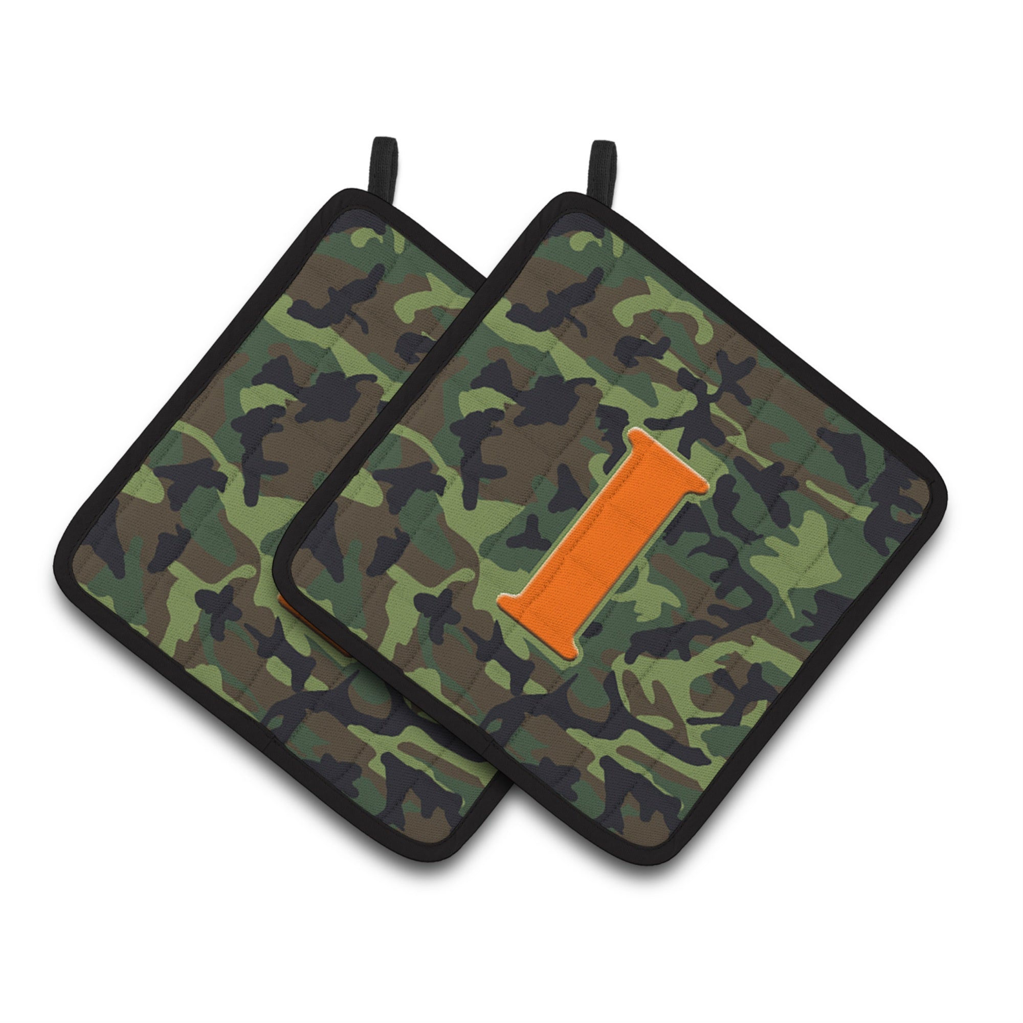 'Caroline'S Treasures Letter I Monogram - Camo Green Pair Of Pot Holders Cj1030-Ipthd, 7.5Hx7.5W, Multicolor''
