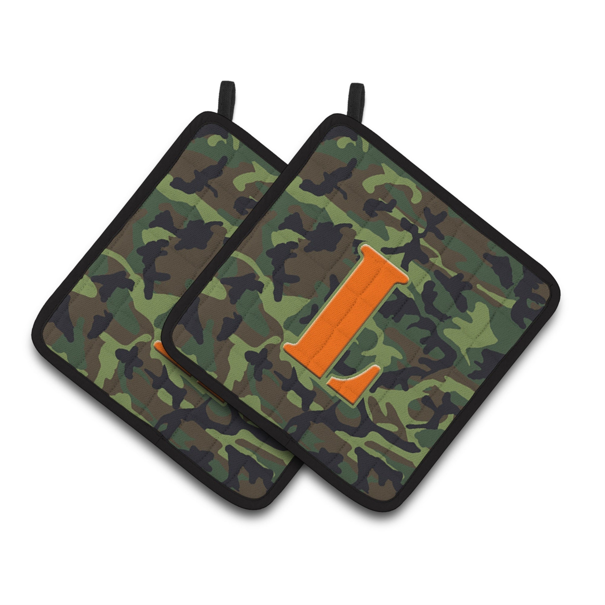 'Caroline'S Treasures Letter L Monogram - Camo Green Pair Of Pot Holders Cj1030-Lpthd, 7.5Hx7.5W, Multicolor''