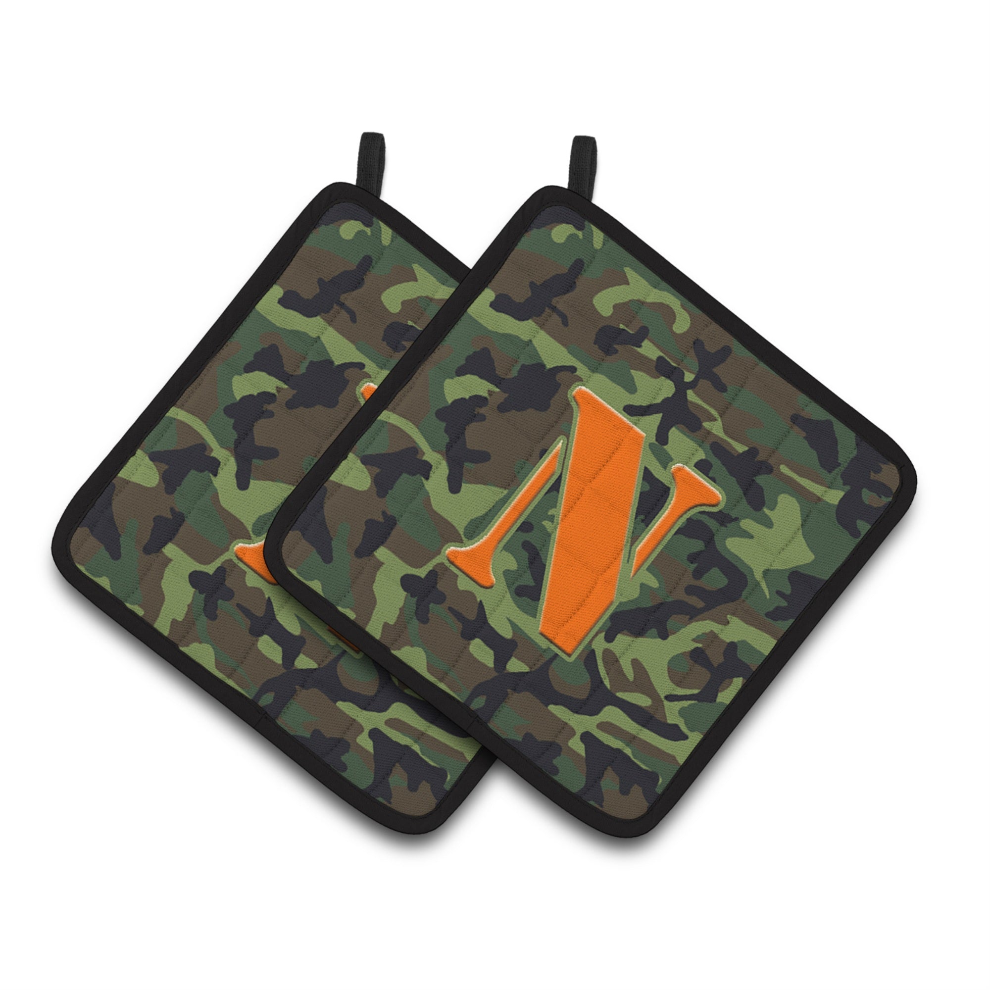 'Caroline'S Treasures Letter N Monogram - Camo Green Pair Of Pot Holders Cj1030-Npthd, 7.5Hx7.5W, Multicolor''