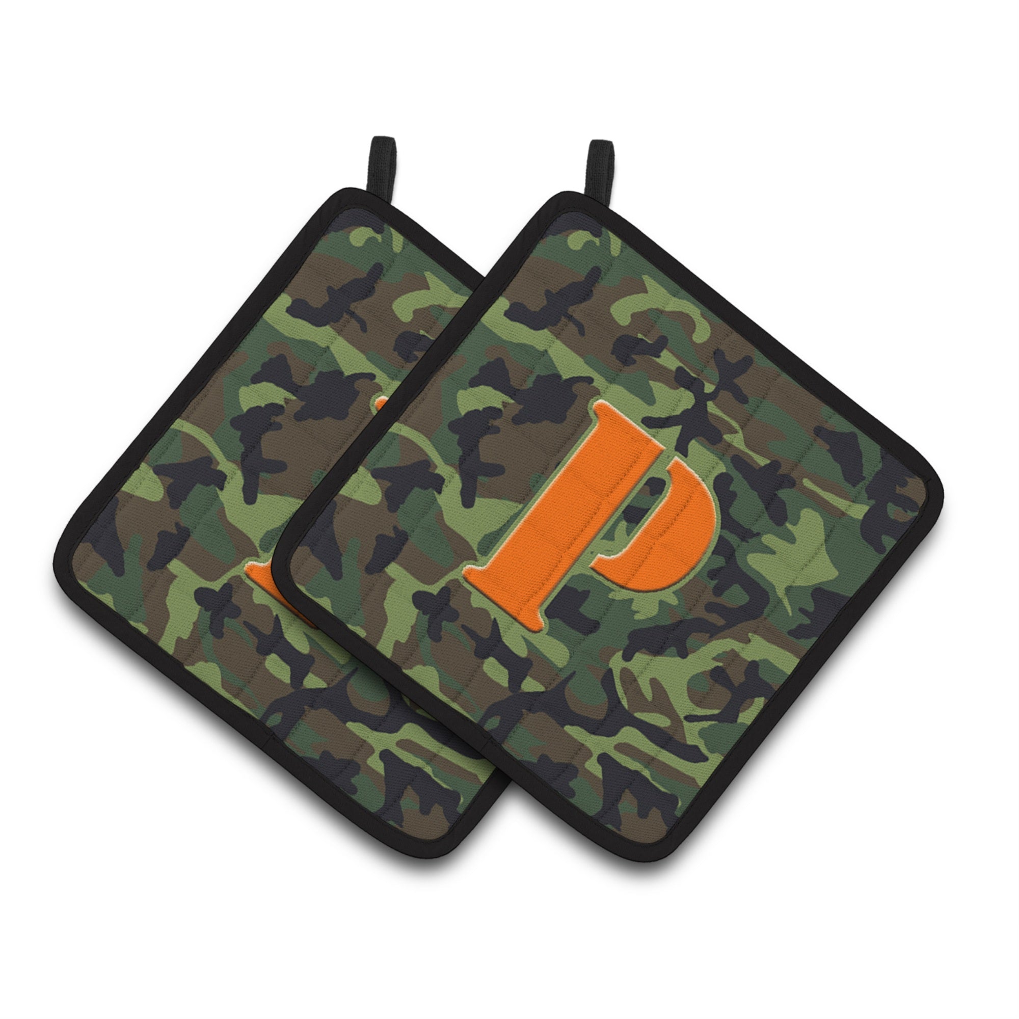 'Caroline'S Treasures Letter P Monogram - Camo Green Pair Of Pot Holders Cj1030-Ppthd, 7.5Hx7.5W, Multicolor''