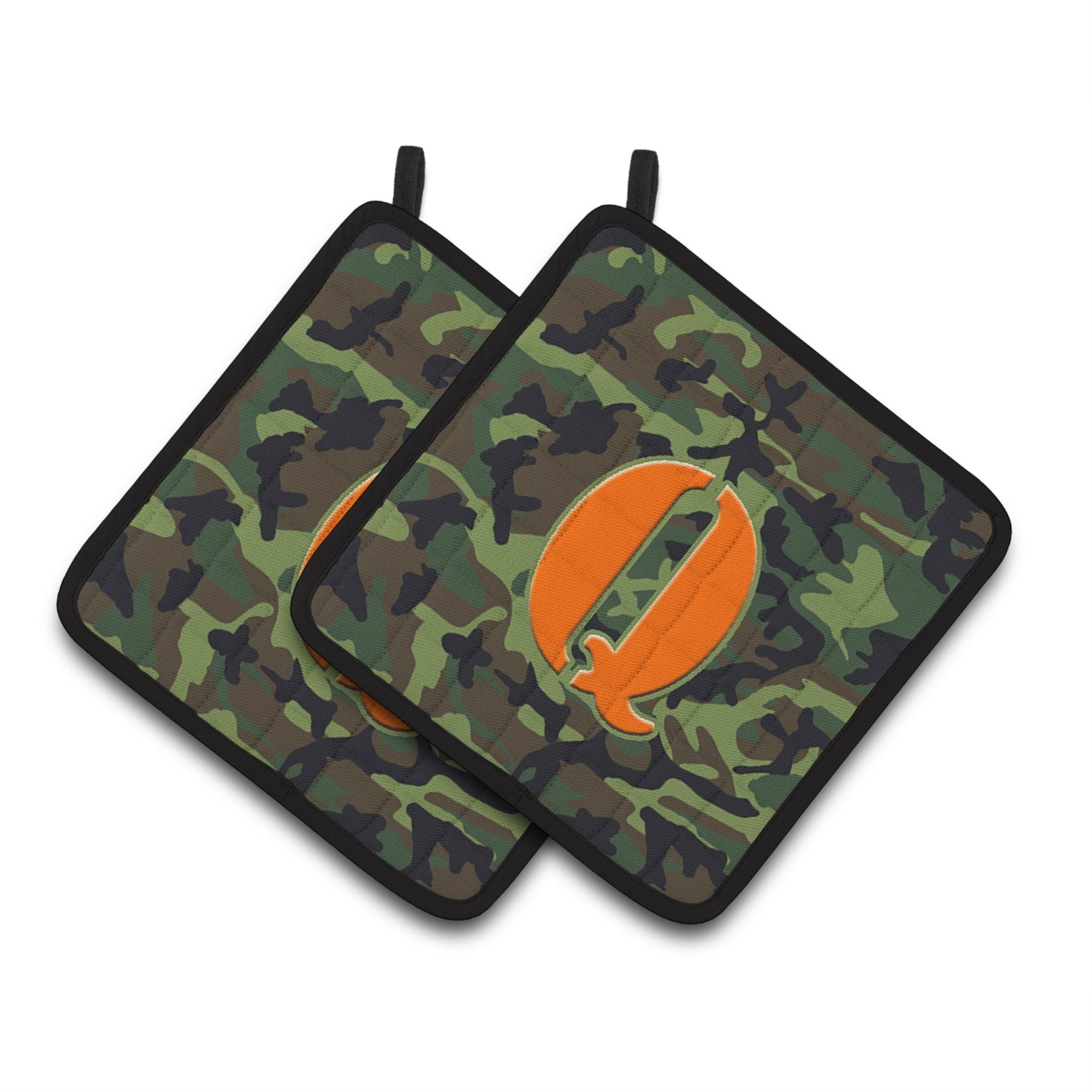 'Caroline'S Treasures Letter Q Monogram - Camo Green Pair Of Pot Holders Cj1030-Qpthd, 7.5Hx7.5W, Multicolor''