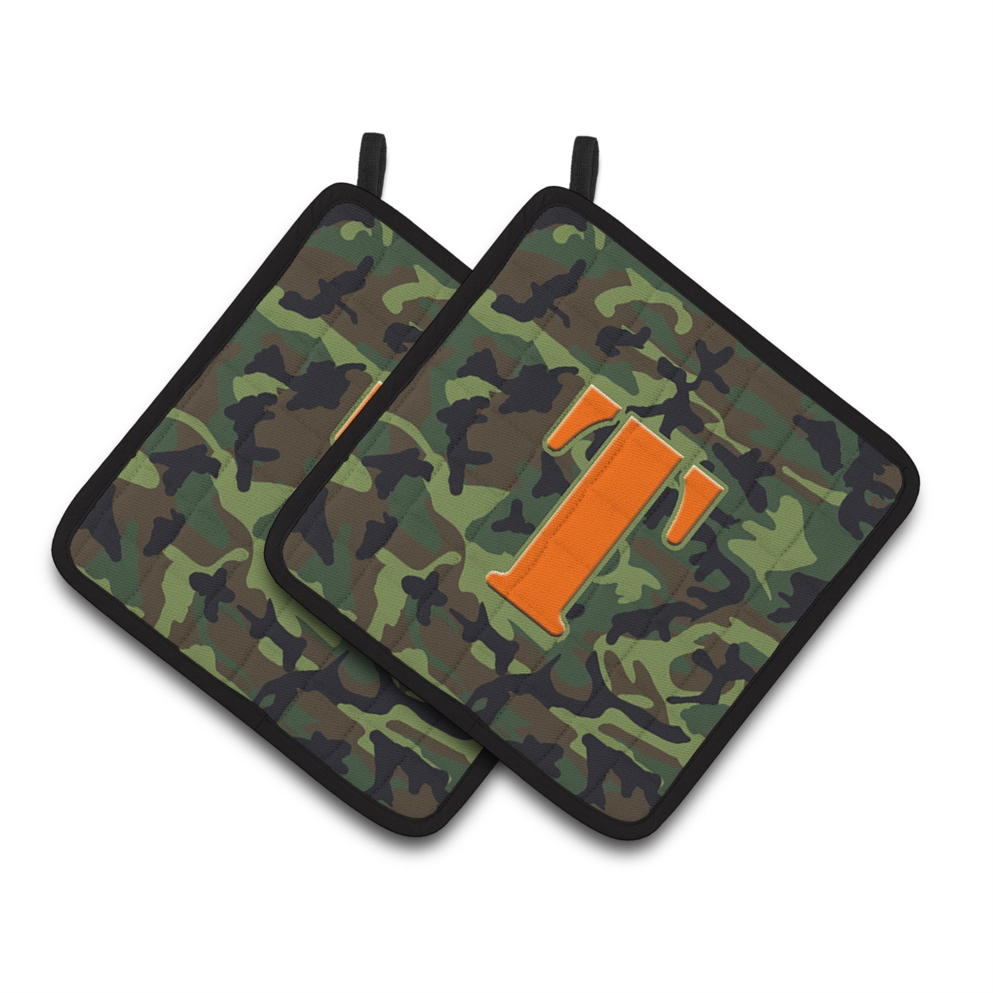 'Caroline'S Treasures Letter T Monogram - Camo Green Pair Of Pot Holders Cj1030-Tpthd, 7.5Hx7.5W, Multicolor''