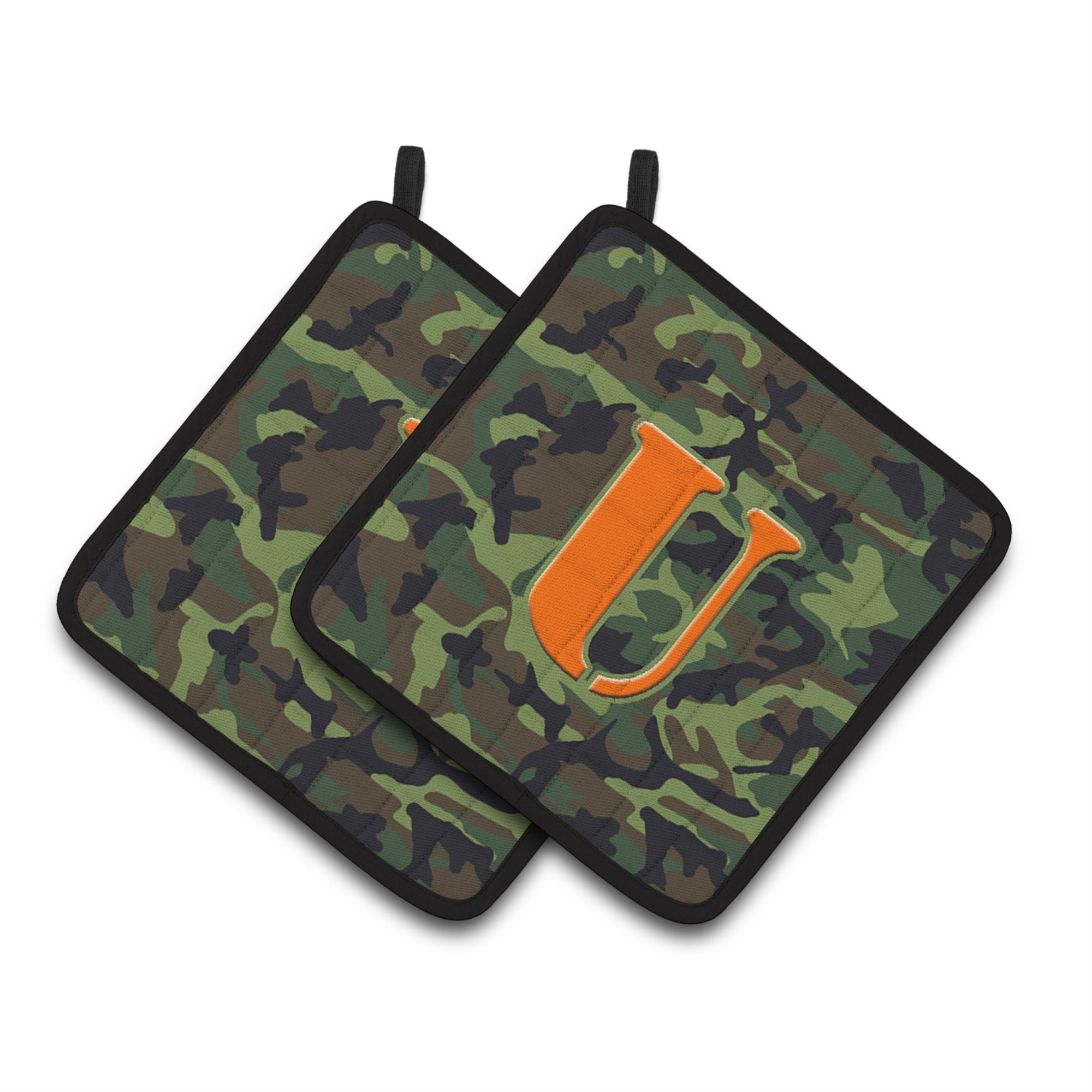 'Caroline'S Treasures Letter U Monogram - Camo Green Pair Of Pot Holders Cj1030-Upthd, 7.5Hx7.5W, Multicolor''