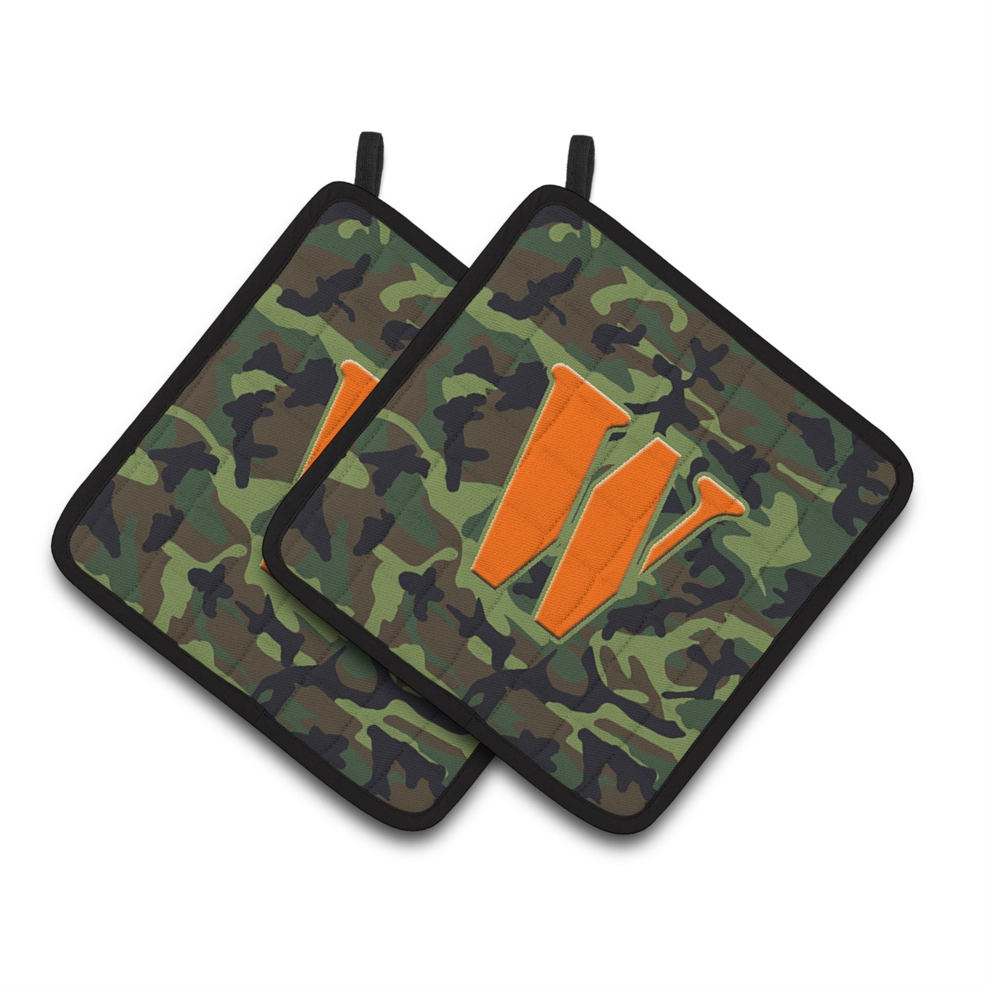 'Caroline'S Treasures Letter W Monogram - Camo Green Pair Of Pot Holders Cj1030-Wpthd, 7.5Hx7.5W, Multicolor''