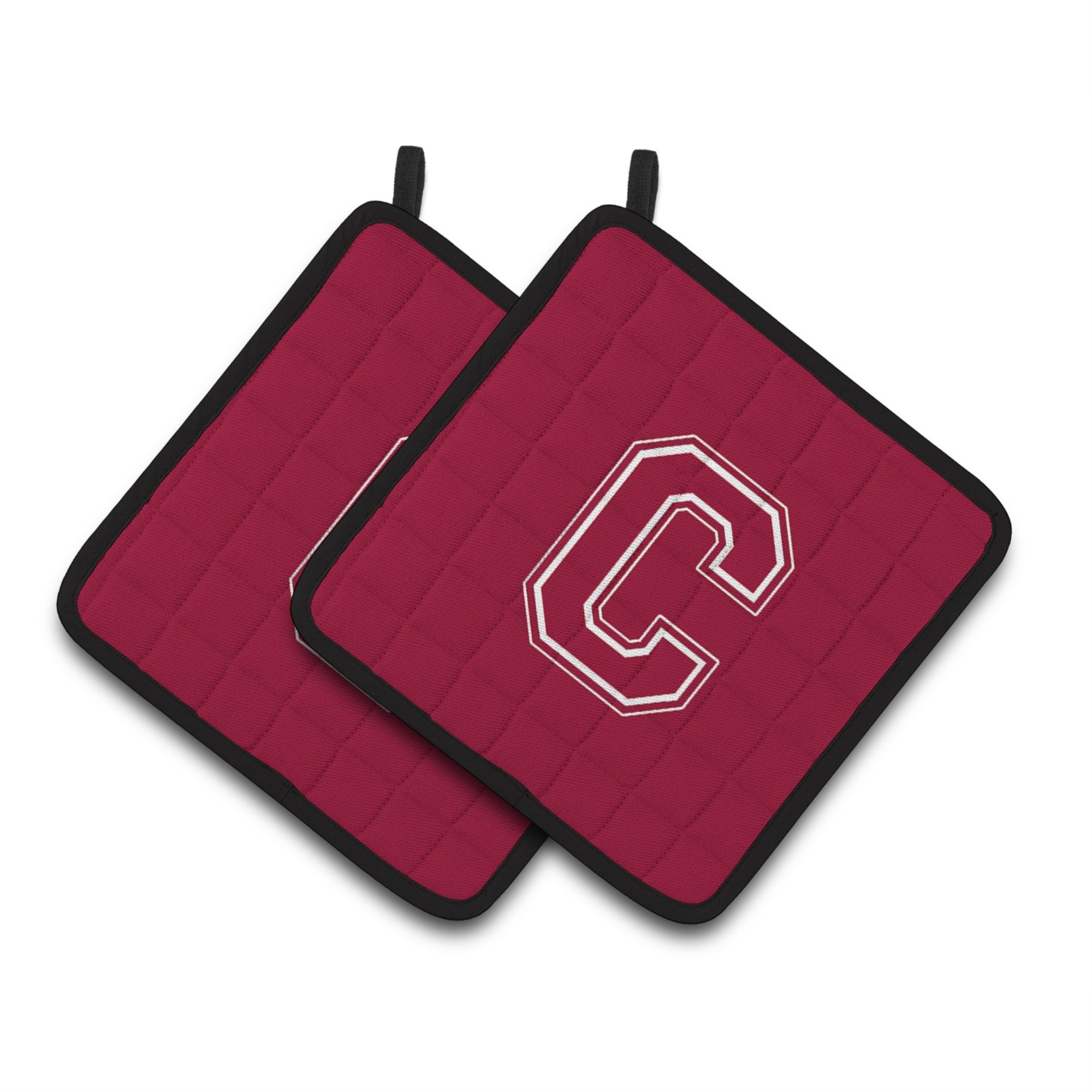 'Caroline'S Treasures Monogram Initial C Maroon & White Pair Of Pot Holders Cj1032-Cpthd, 7.5Hx7.5W, Multicolor''