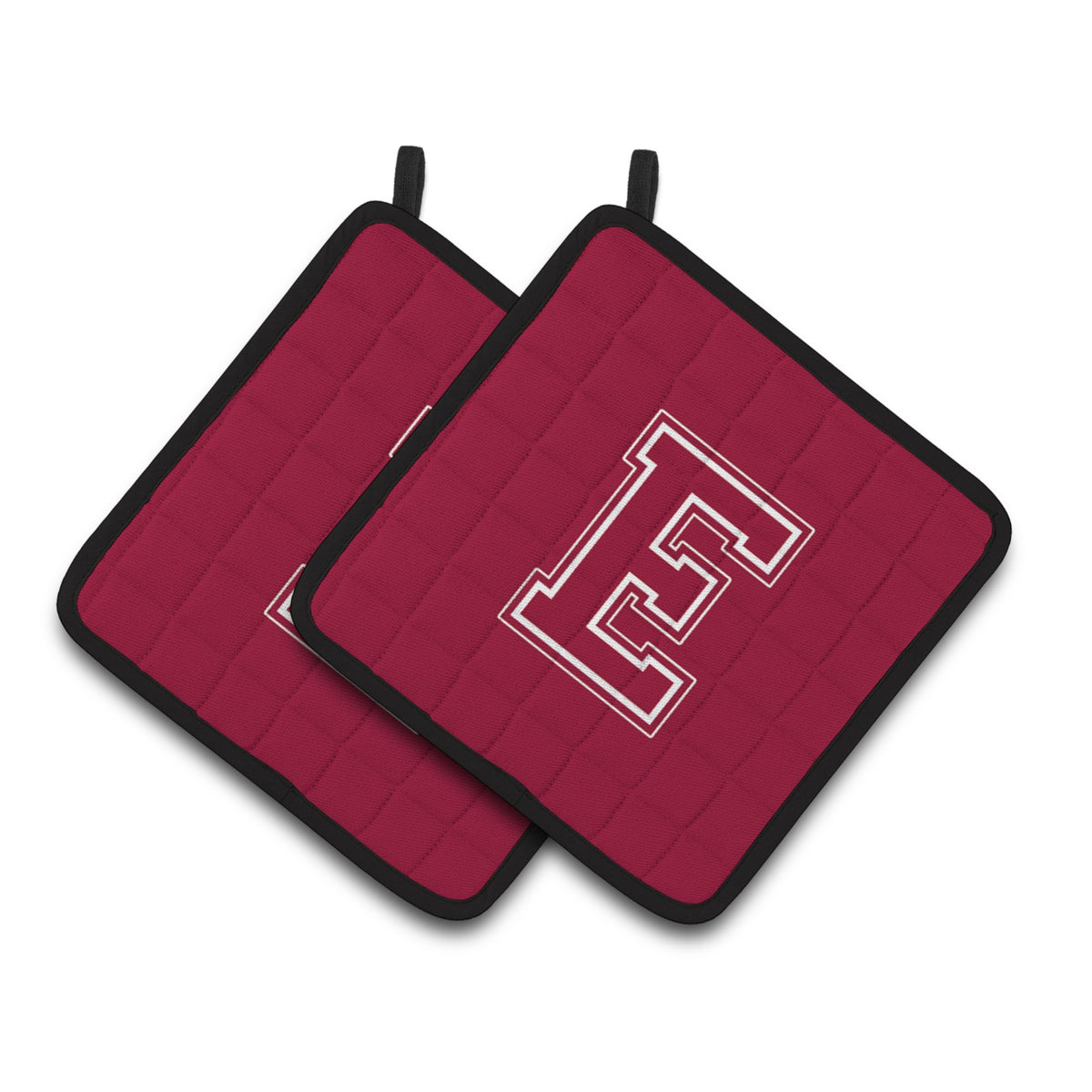 'Caroline'S Treasures Monogram Initial E Maroon & White Pair Of Pot Holders Cj1032-Epthd, 7.5Hx7.5W, Multicolor''