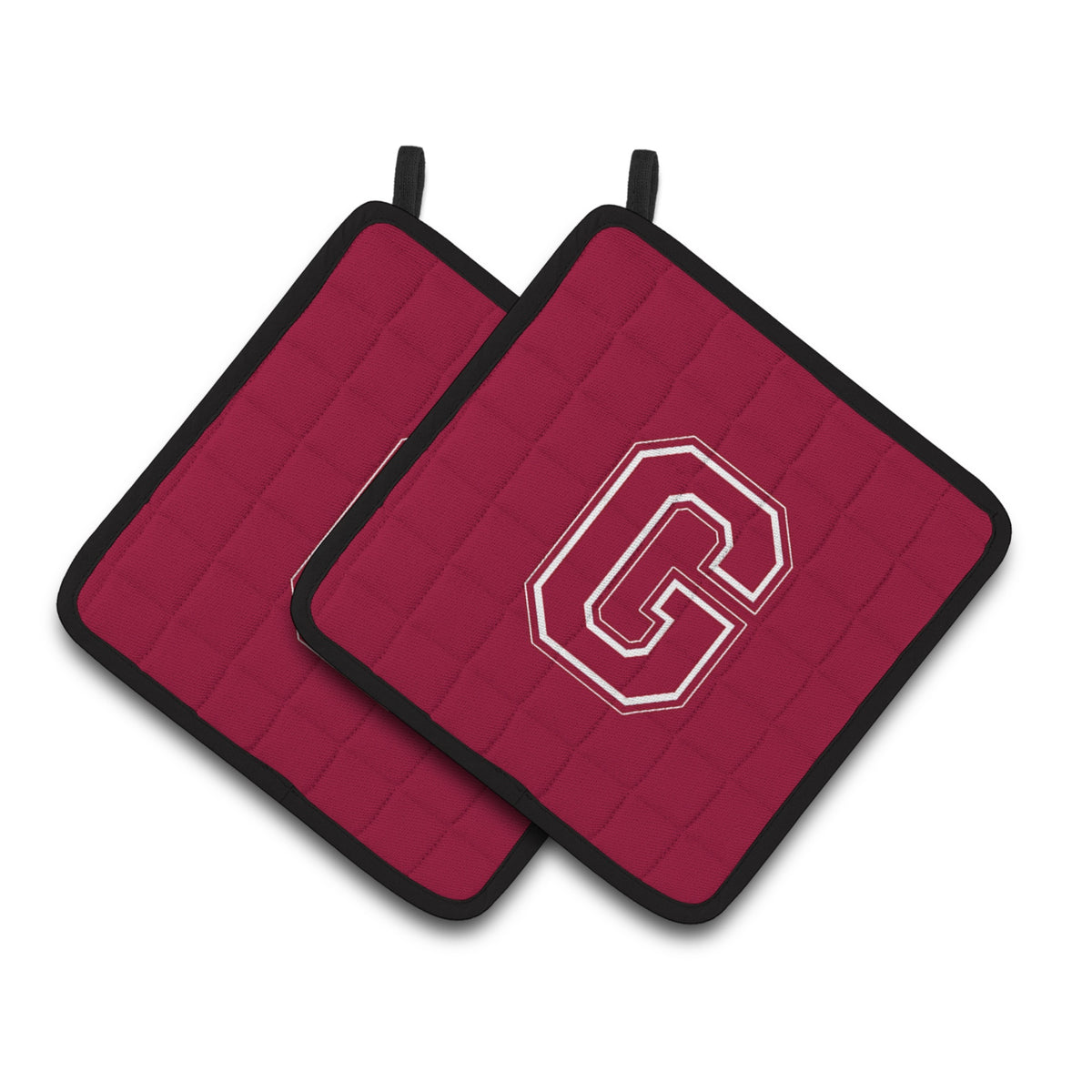 'Caroline'S Treasures Monogram Initial G Maroon & White Pair Of Pot Holders Cj1032-Gpthd, 7.5Hx7.5W, Multicolor''