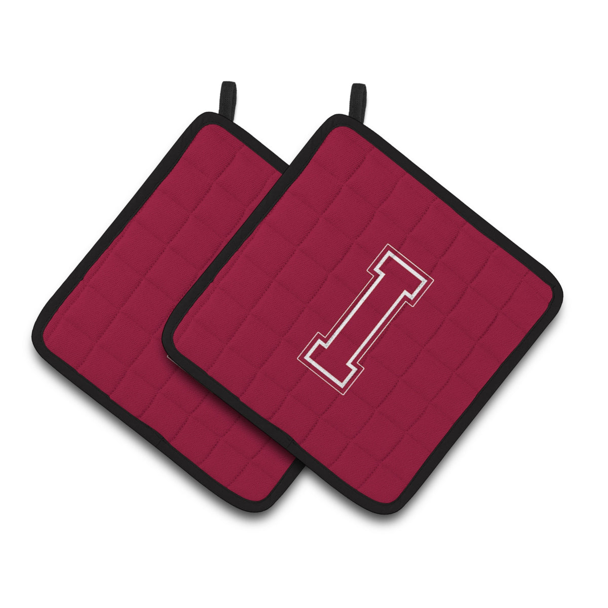 'Caroline'S Treasures Monogram Initial I Maroon & White Pair Of Pot Holders Cj1032-Ipthd, 7.5Hx7.5W, Multicolor''