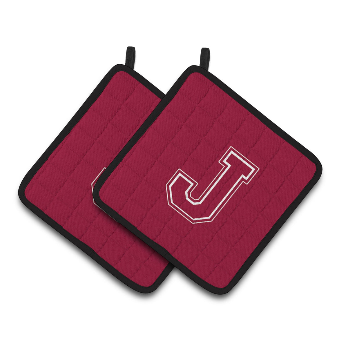 'Caroline'S Treasures Monogram Initial J Maroon & White Pair Of Pot Holders Cj1032-Jpthd, 7.5Hx7.5W, Multicolor''