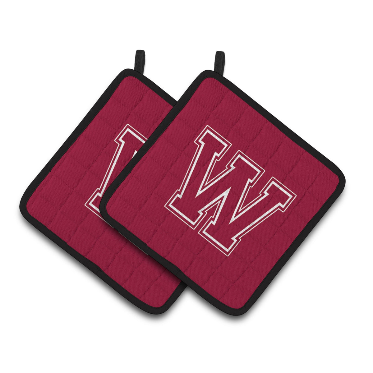 'Caroline'S Treasures Monogram Initial W Maroon & White Pair Of Pot Holders Cj1032-Wpthd, 7.5Hx7.5W, Multicolor''