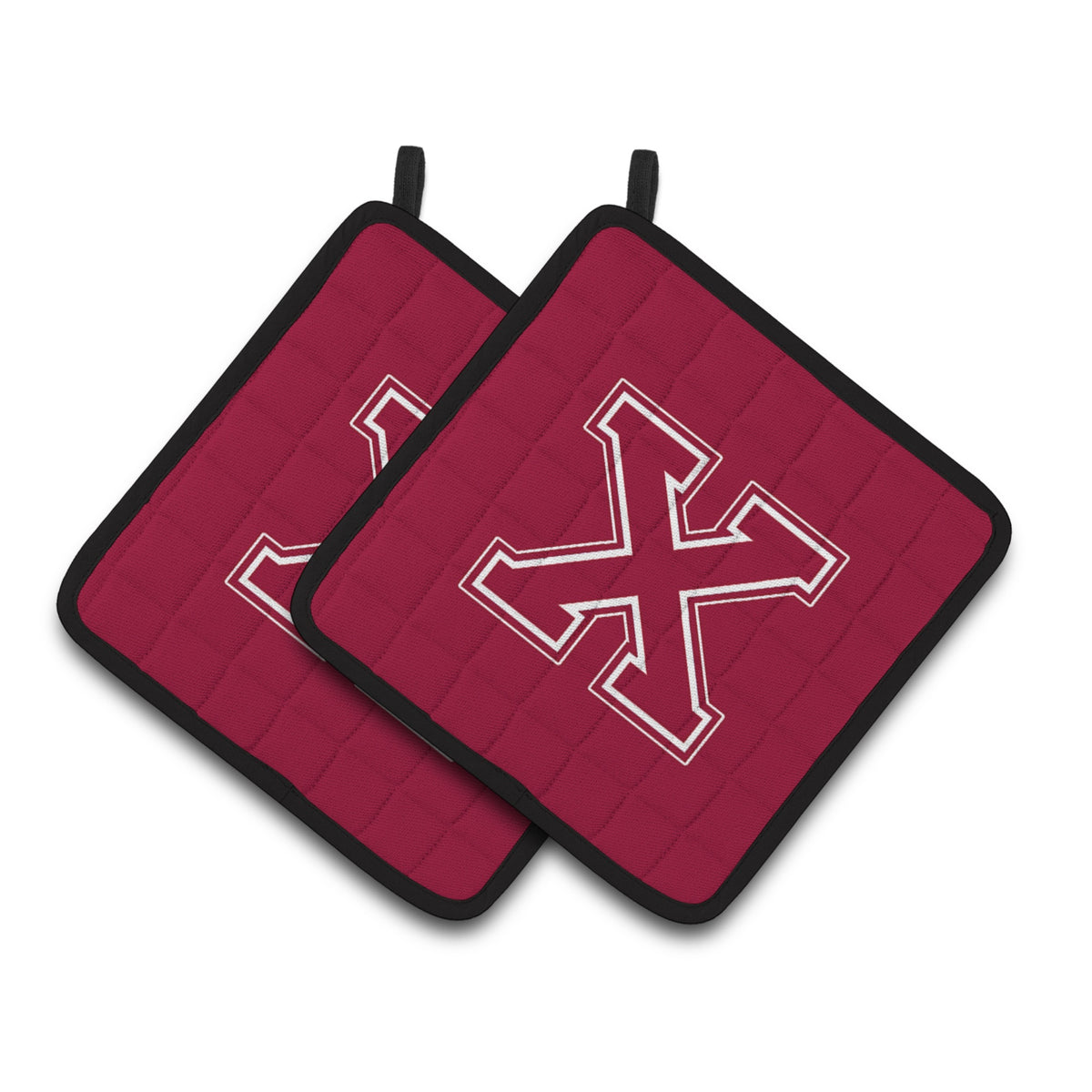 'Caroline'S Treasures Monogram Initial X Maroon & White Pair Of Pot Holders Cj1032-Xpthd, 7.5Hx7.5W, Multicolor''