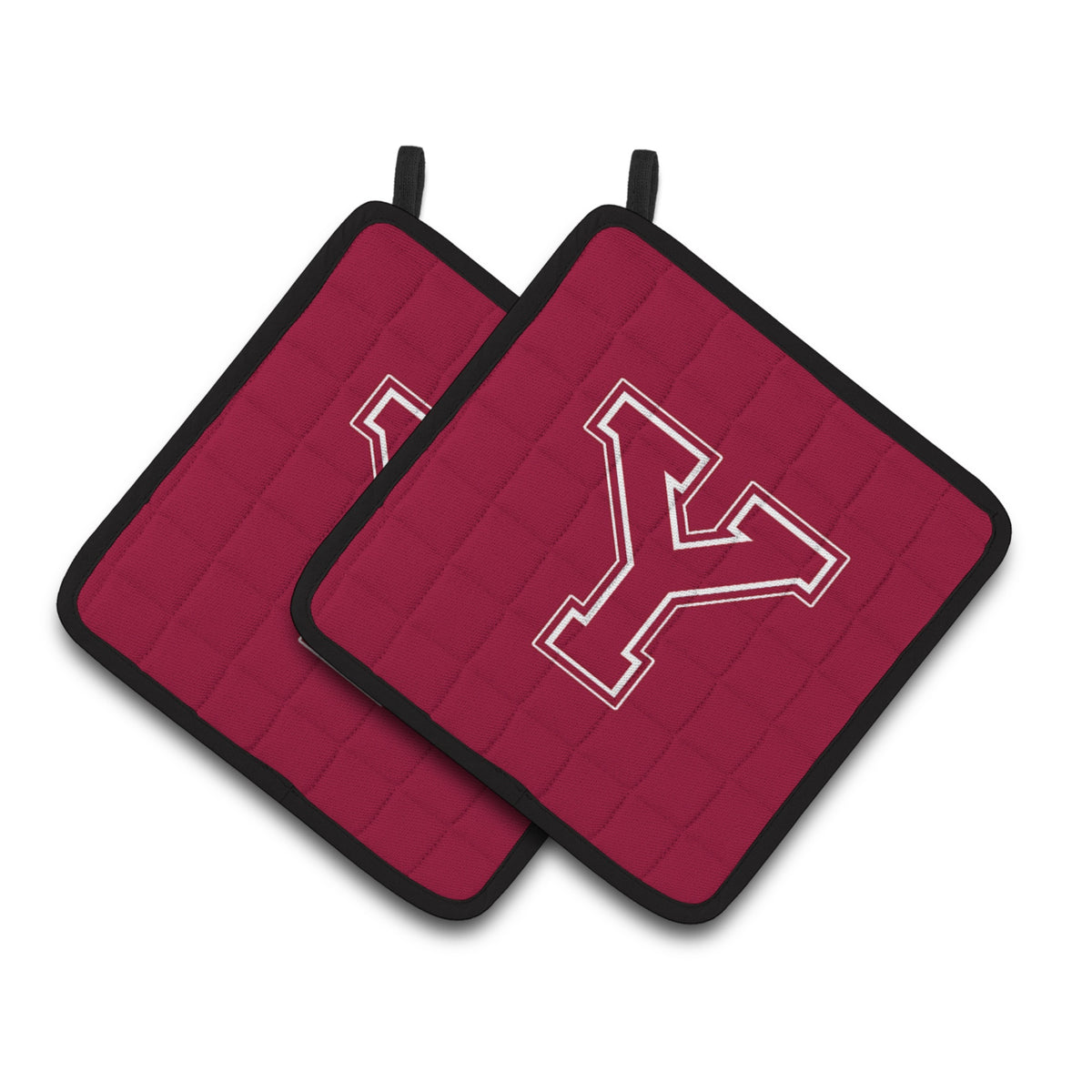 'Caroline'S Treasures Monogram Initial Y Maroon & White Pair Of Pot Holders Cj1032-Ypthd, 7.5Hx7.5W, Multicolor''