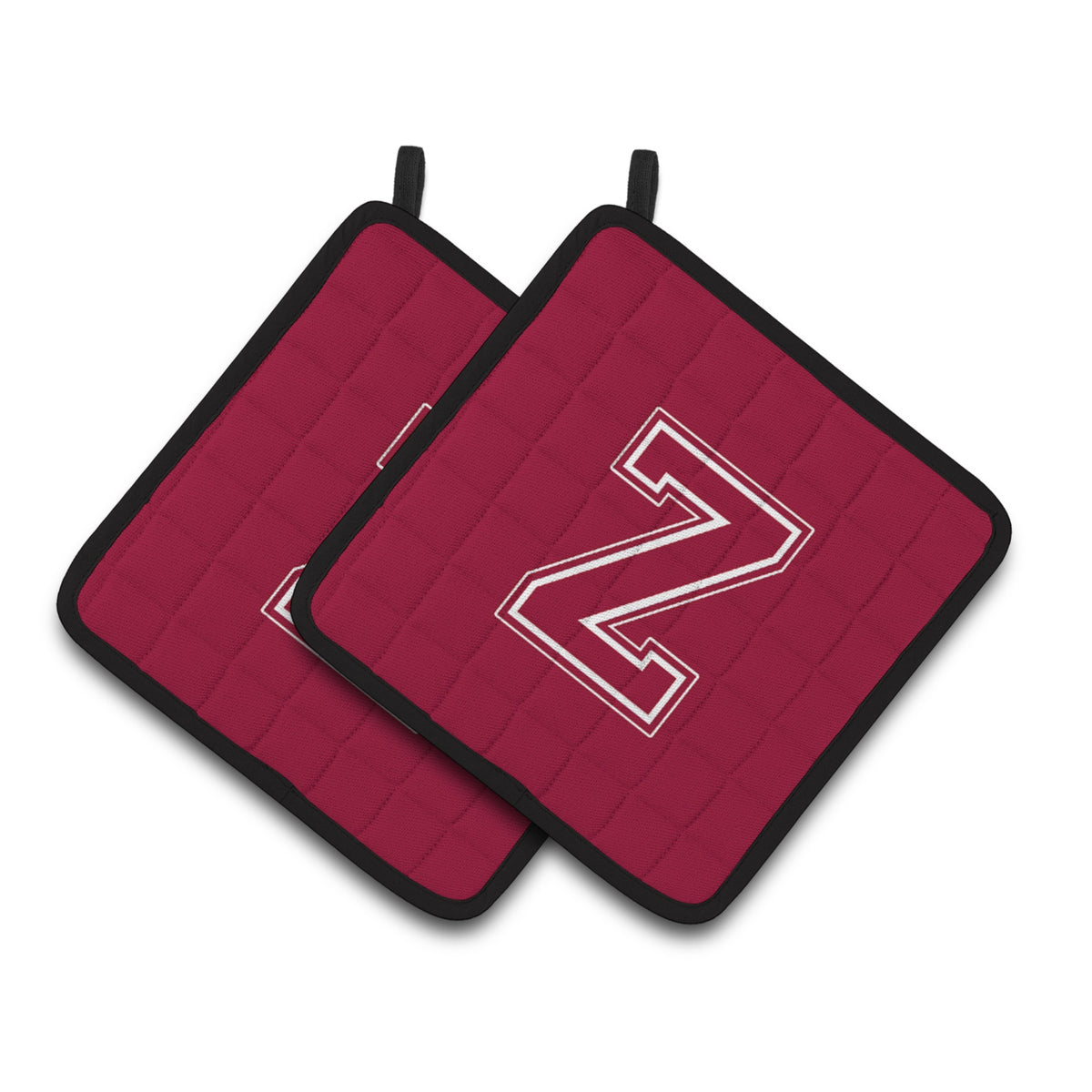 'Caroline'S Treasures Monogram Initial Z Maroon & White Pair Of Pot Holders Cj1032-Zpthd, 7.5Hx7.5W, Multicolor''