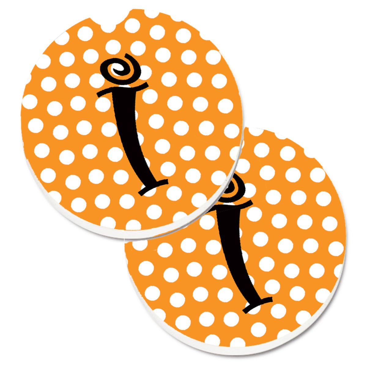 'Caroline'S Treasures Monogram Initial I Orange Polkadots Set Of 2 Cup Holder Car Coasters Cj1033-Icarc, 2.56, Multicolor''