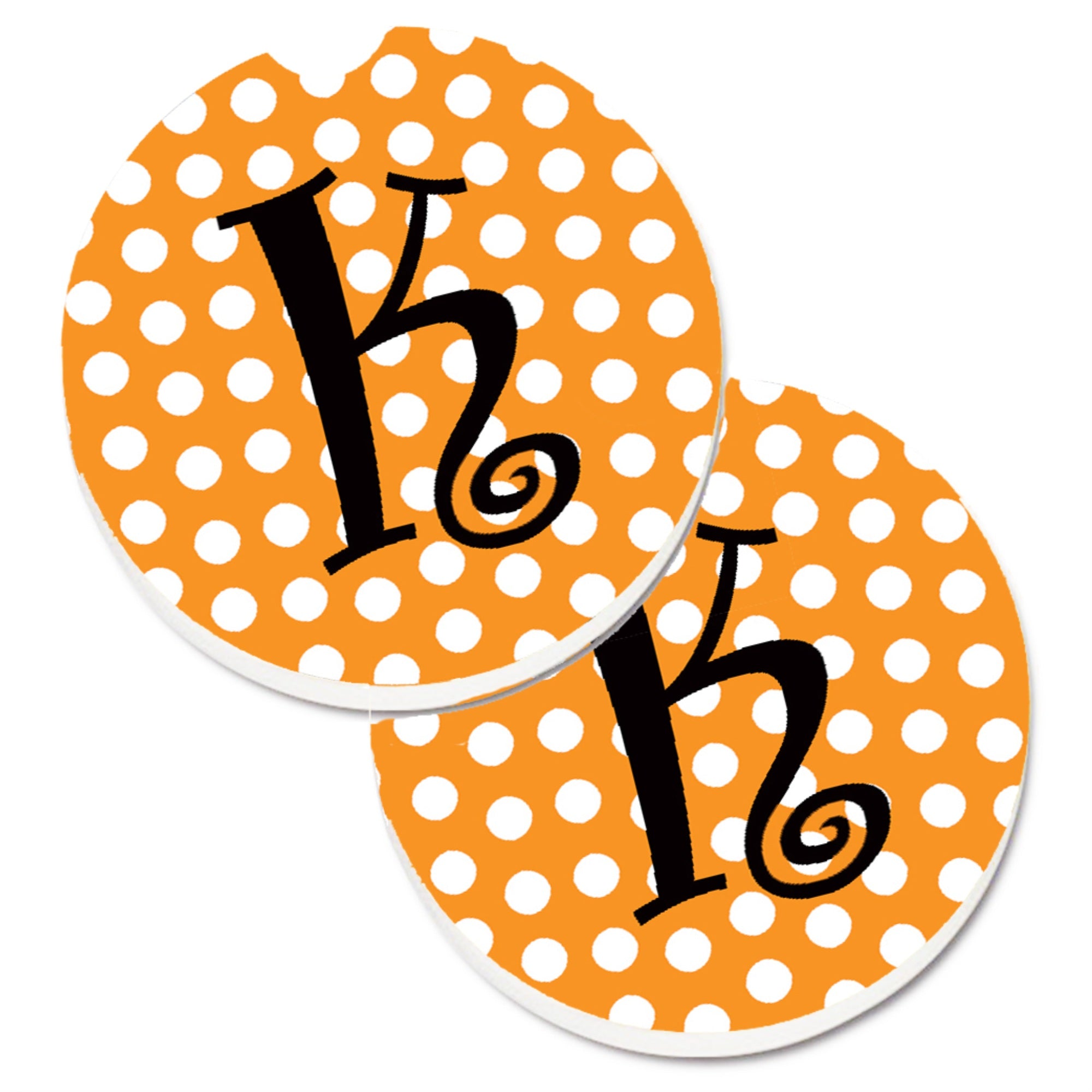'Caroline'S Treasures Monogram Initial K Orange Polkadots Set Of 2 Cup Holder Car Coasters Cj1033-Kcarc, 2.56, Multicolor''