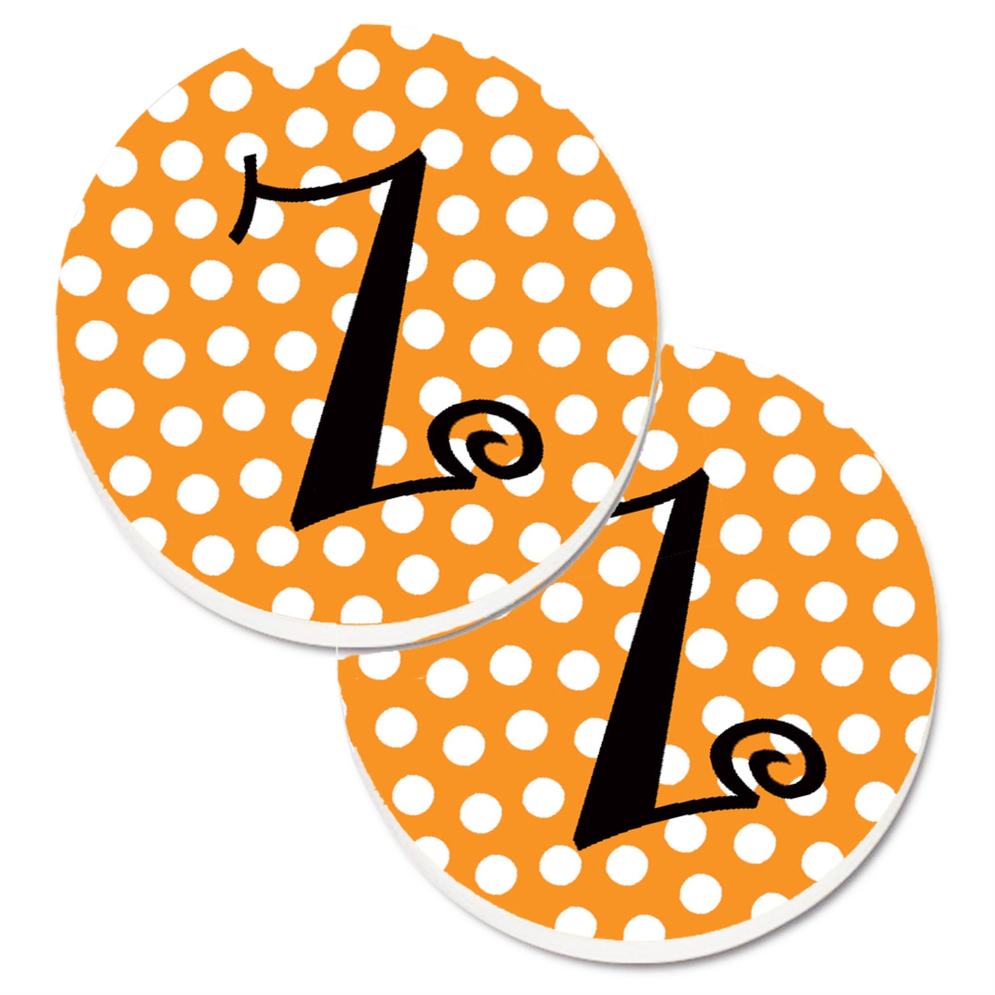 'Caroline'S Treasures Monogram Initial Z Orange Polkadots Set Of 2 Cup Holder Car Coasters Cj1033-Zcarc, 2.56, Multicolor''