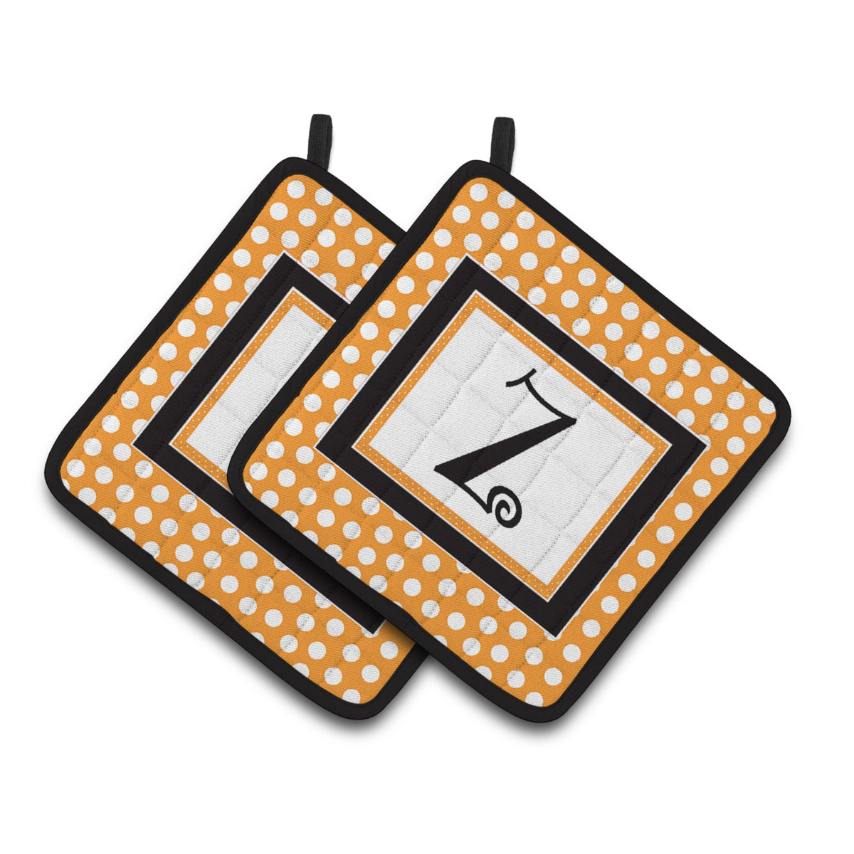 'Caroline'S Treasures Monogram Initial Z Orange Polkadots Pair Of Pot Holders Cj1033-Zpthd, 7.5Hx7.5W, Multicolor''