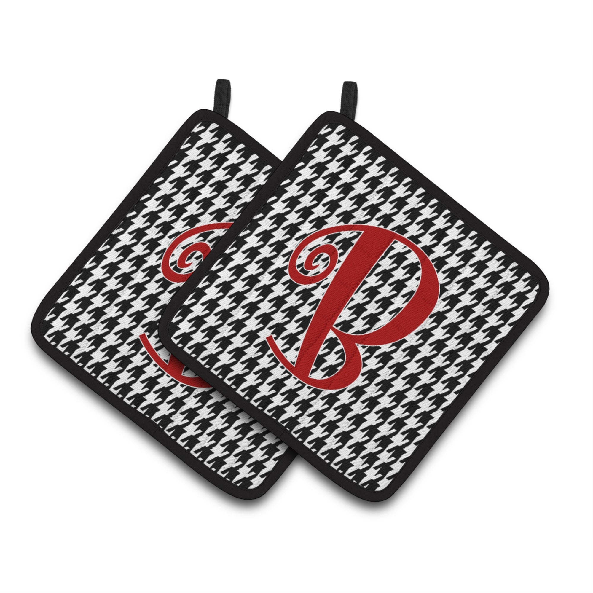'Caroline'S Treasures Monogram Initial B Houndstooth Black Pair Of Pot Holders Cj1035-Bpthd, 7.5Hx7.5W, Multicolor''